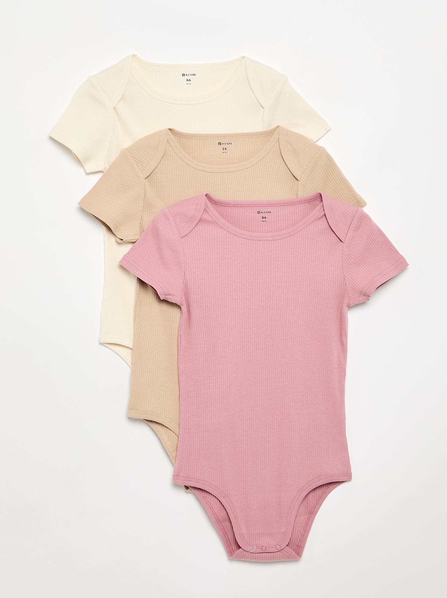 Lot 3 bodies en rib - collection facile à enfiler - Rose