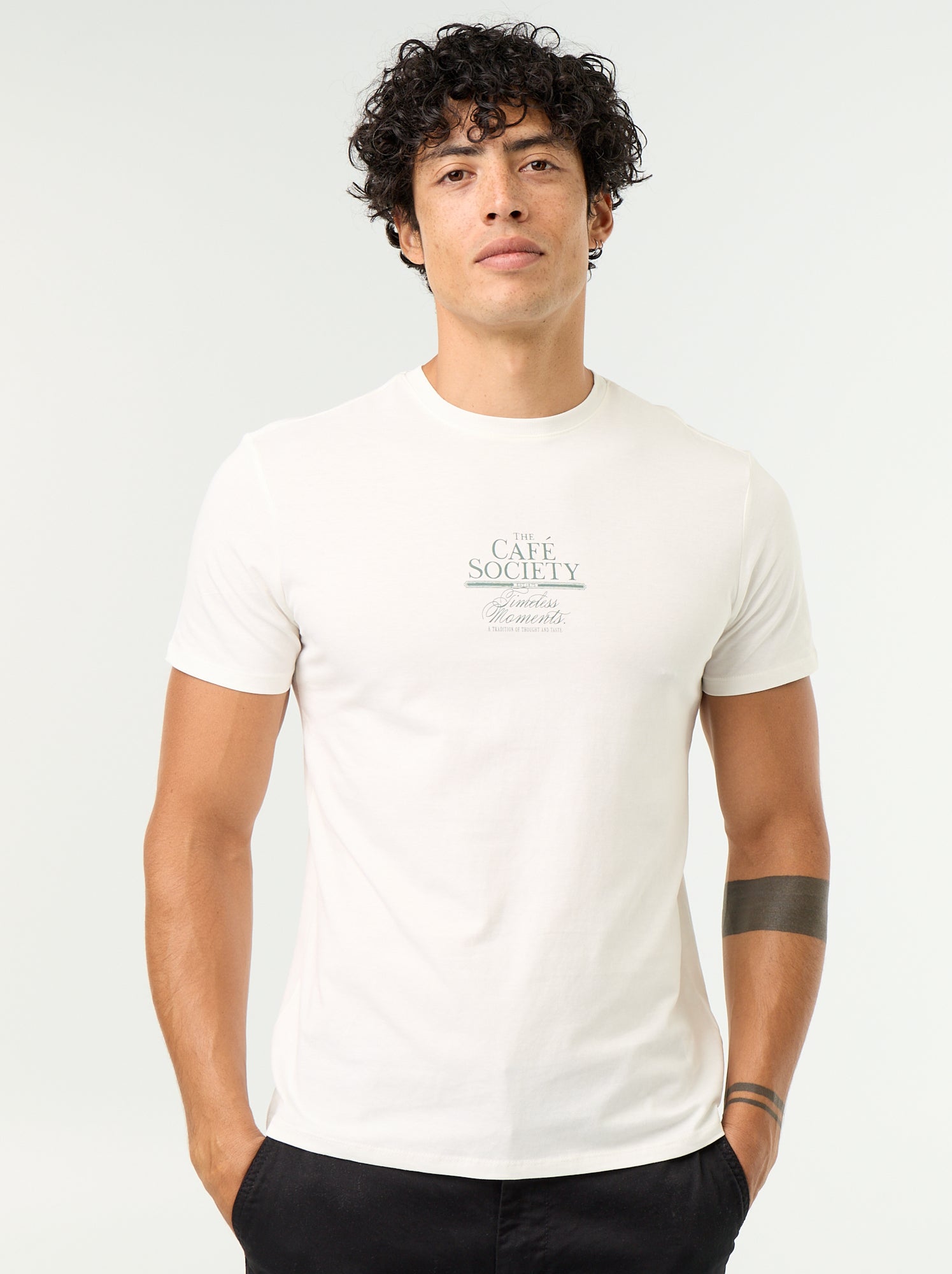 T-shirt imprimé fantaisie à manches courtes - Blanc