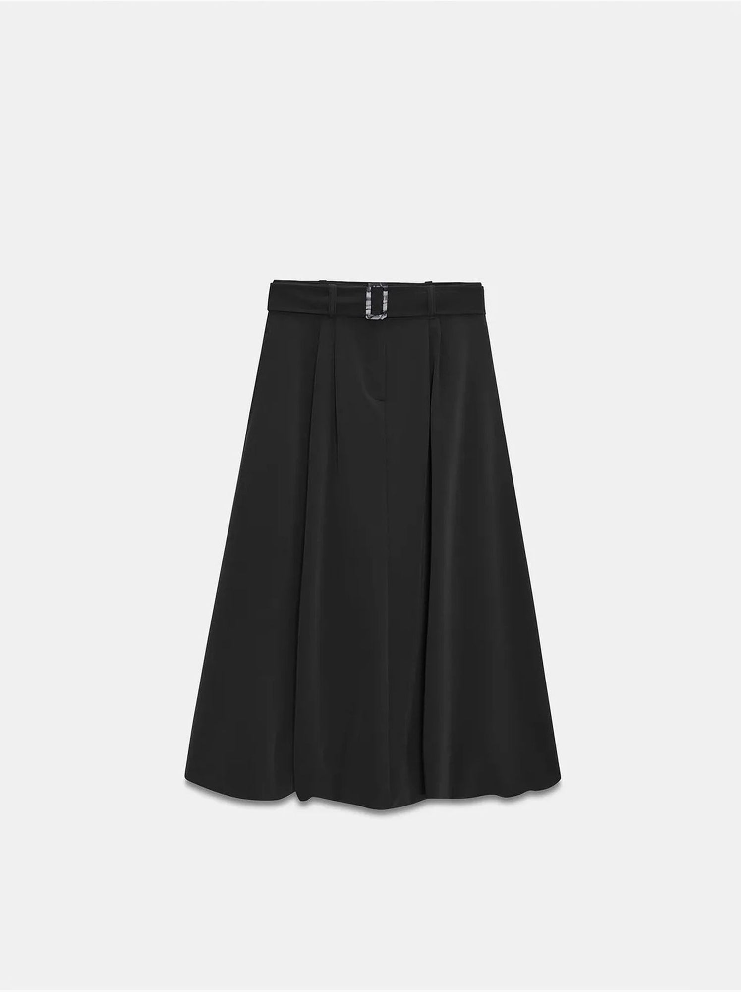 DILVIN Jupe Midi Ballon Taille Haute Avec Ceinture - Noir