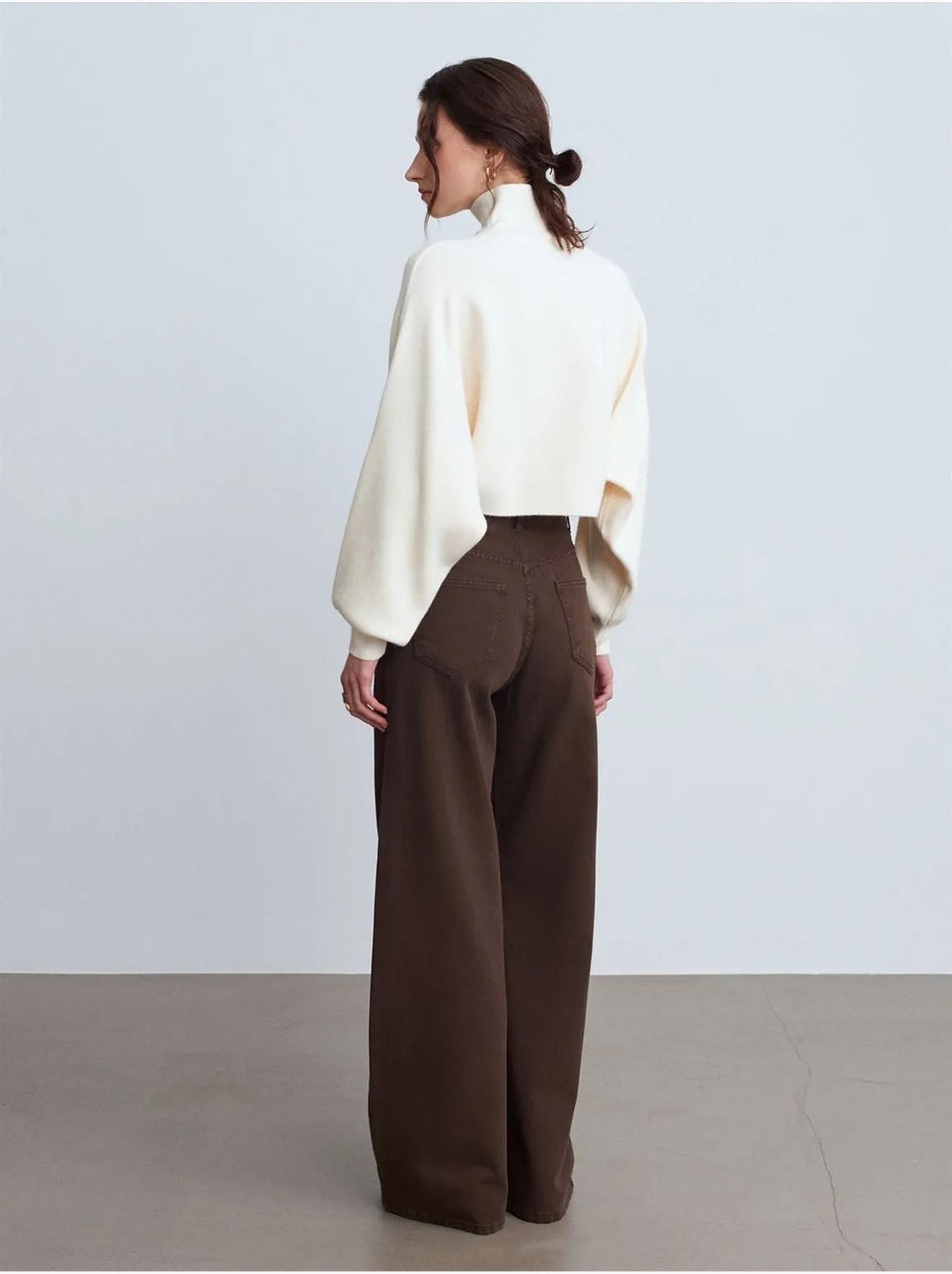 DILVIN Pull Femme Oversize Court À Col Roulé - Crème