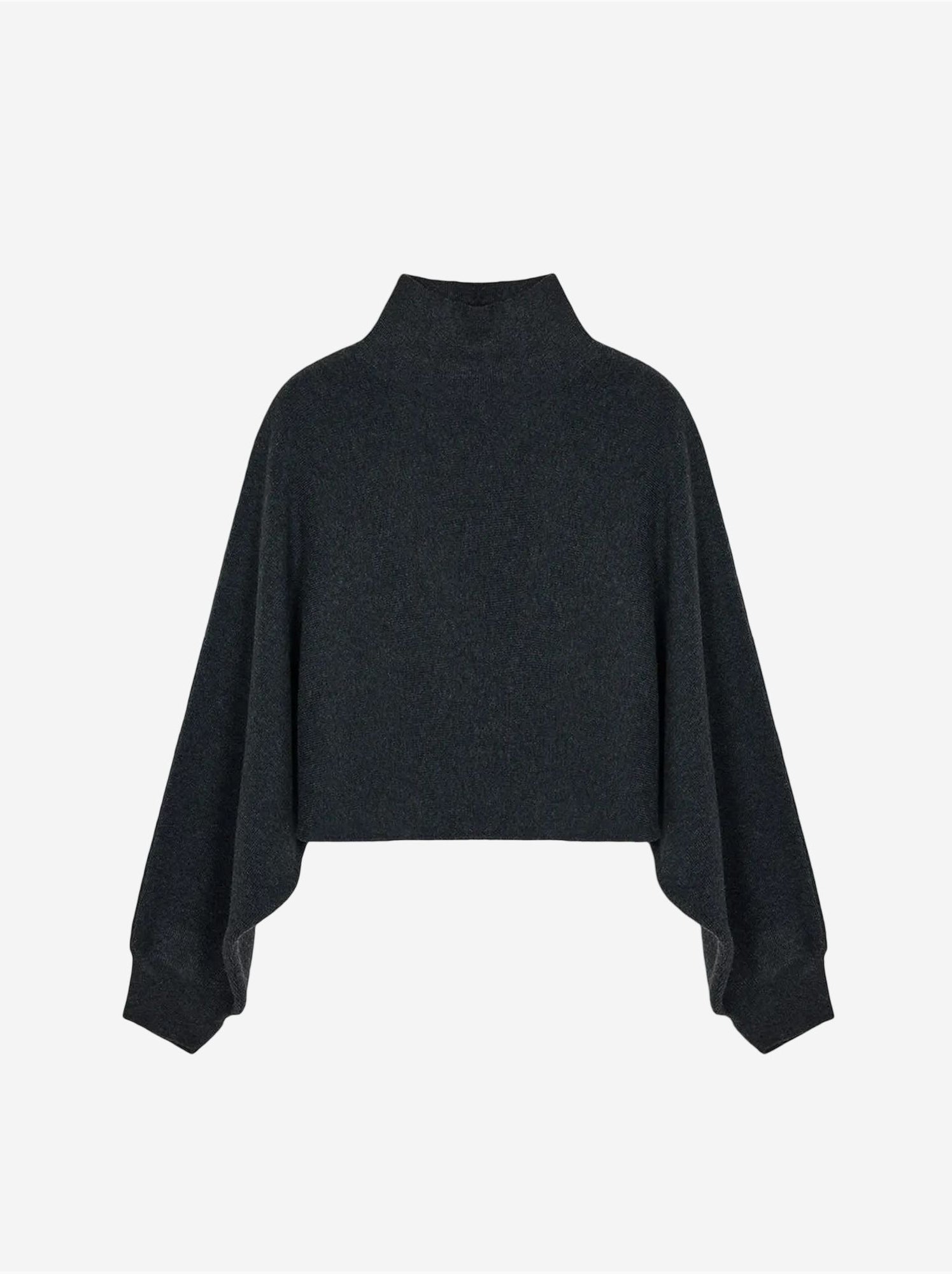 DILVIN Pull Femme Oversize Court À Col Roulé - gris anthracite