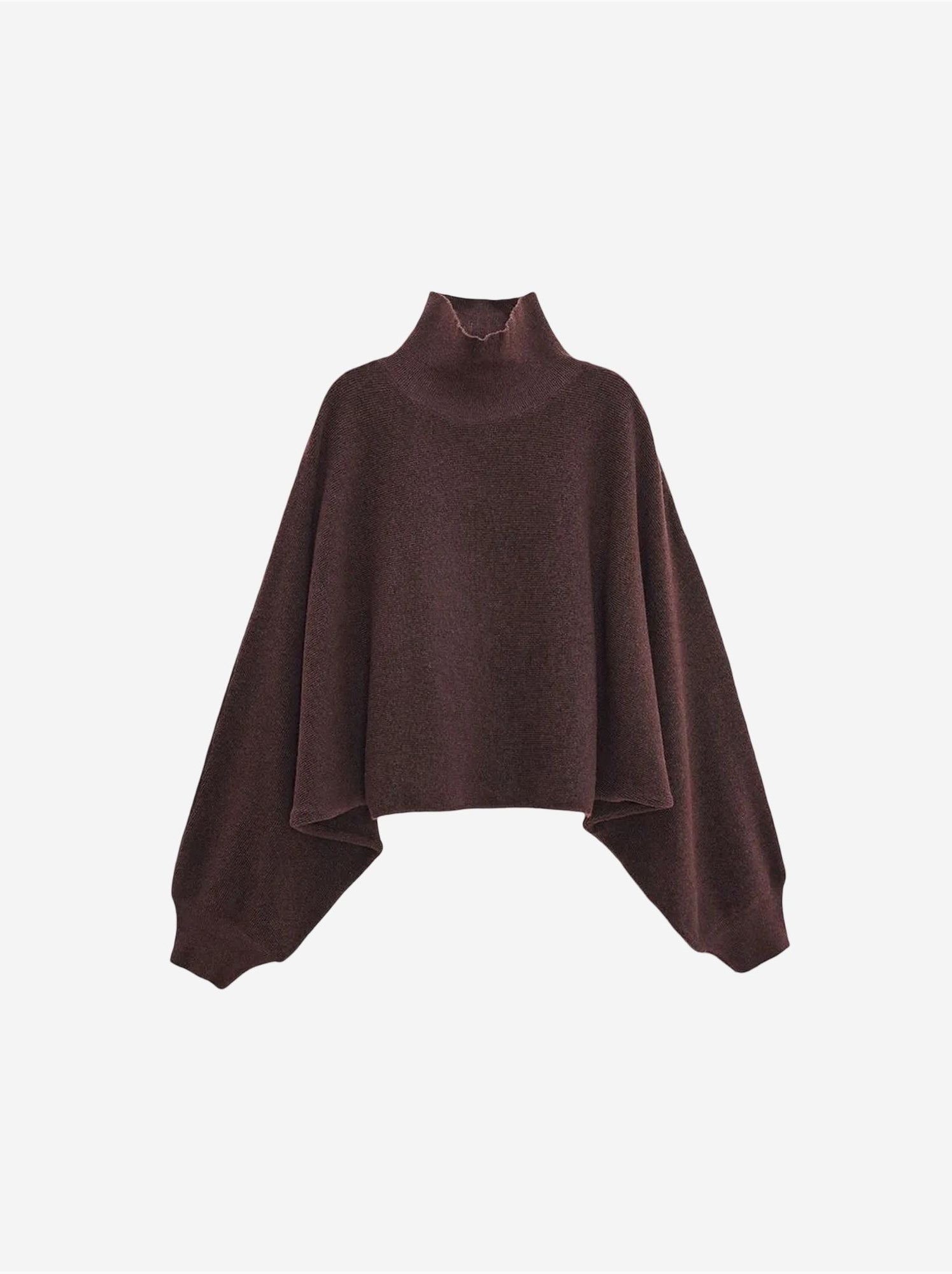 DILVIN Pull Femme Oversize Court À Col Roulé - Marron chocolat