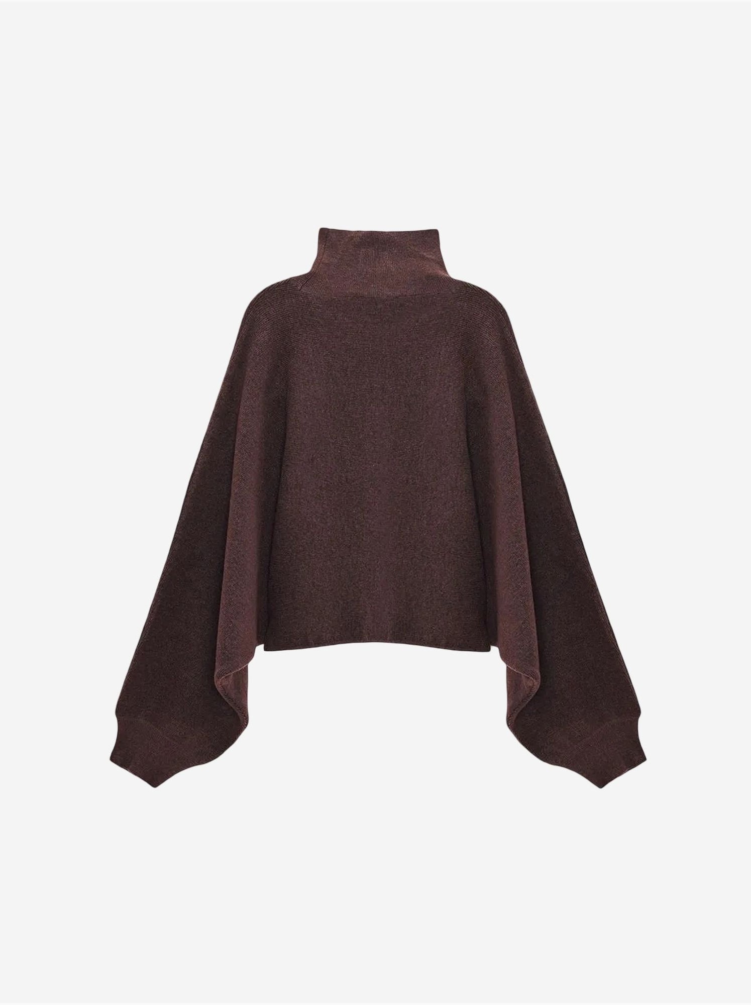 DILVIN Pull Femme Oversize Court À Col Roulé - Marron chocolat
