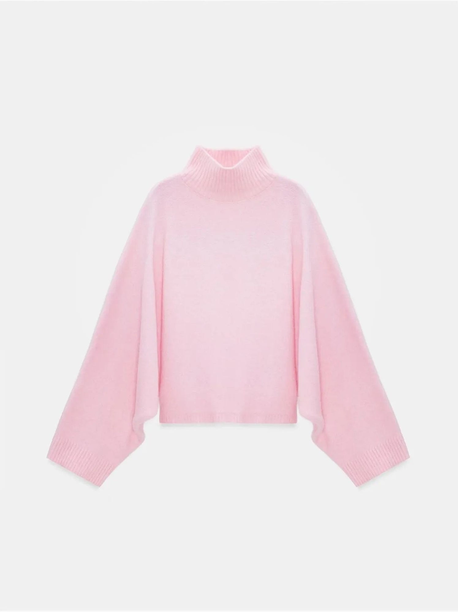DILVIN Pull Oversize À Col Roulé Côtelé - Rose clair