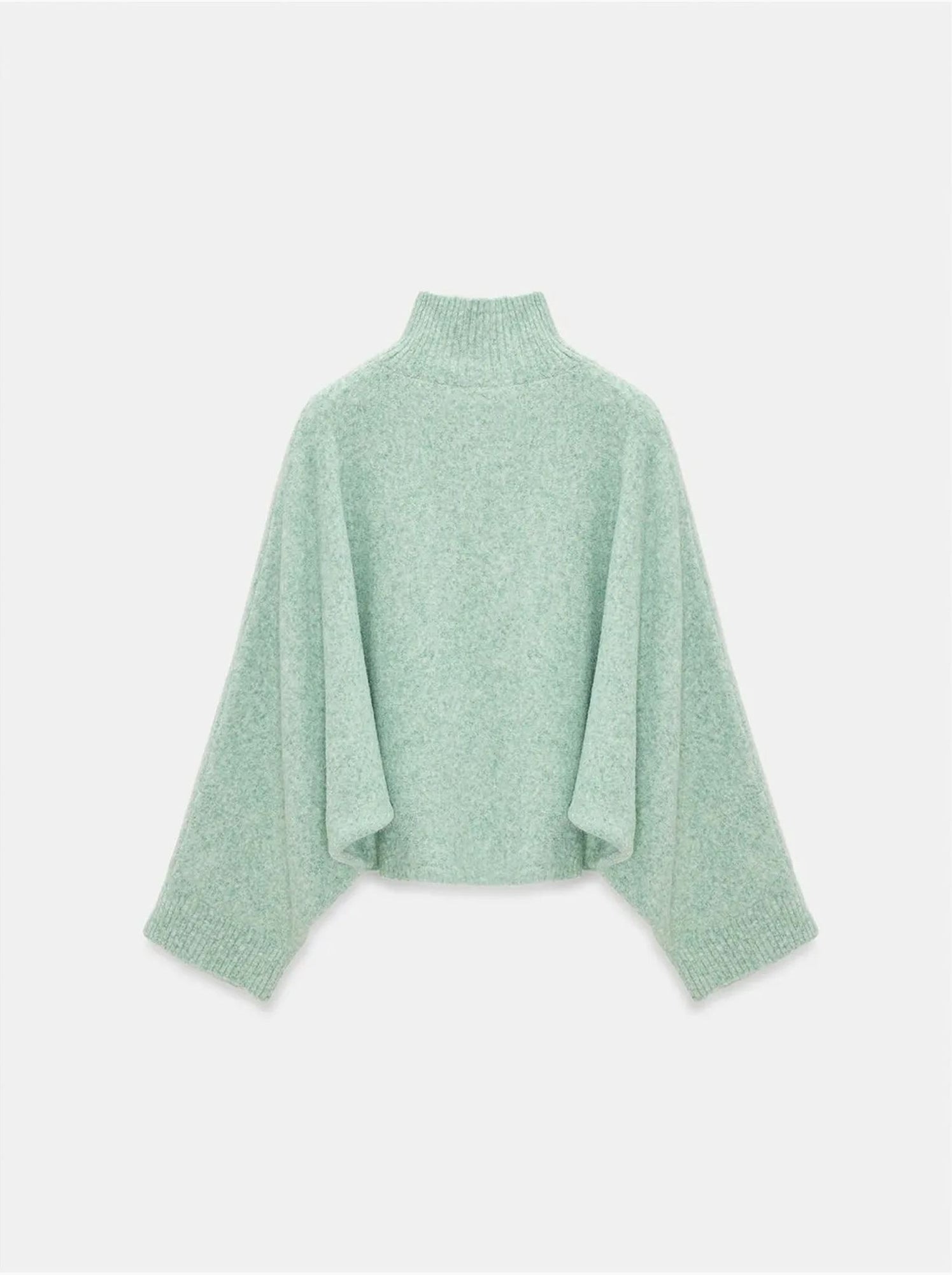 DILVIN Pull Oversize À Col Roulé Côtelé - Vert menthe