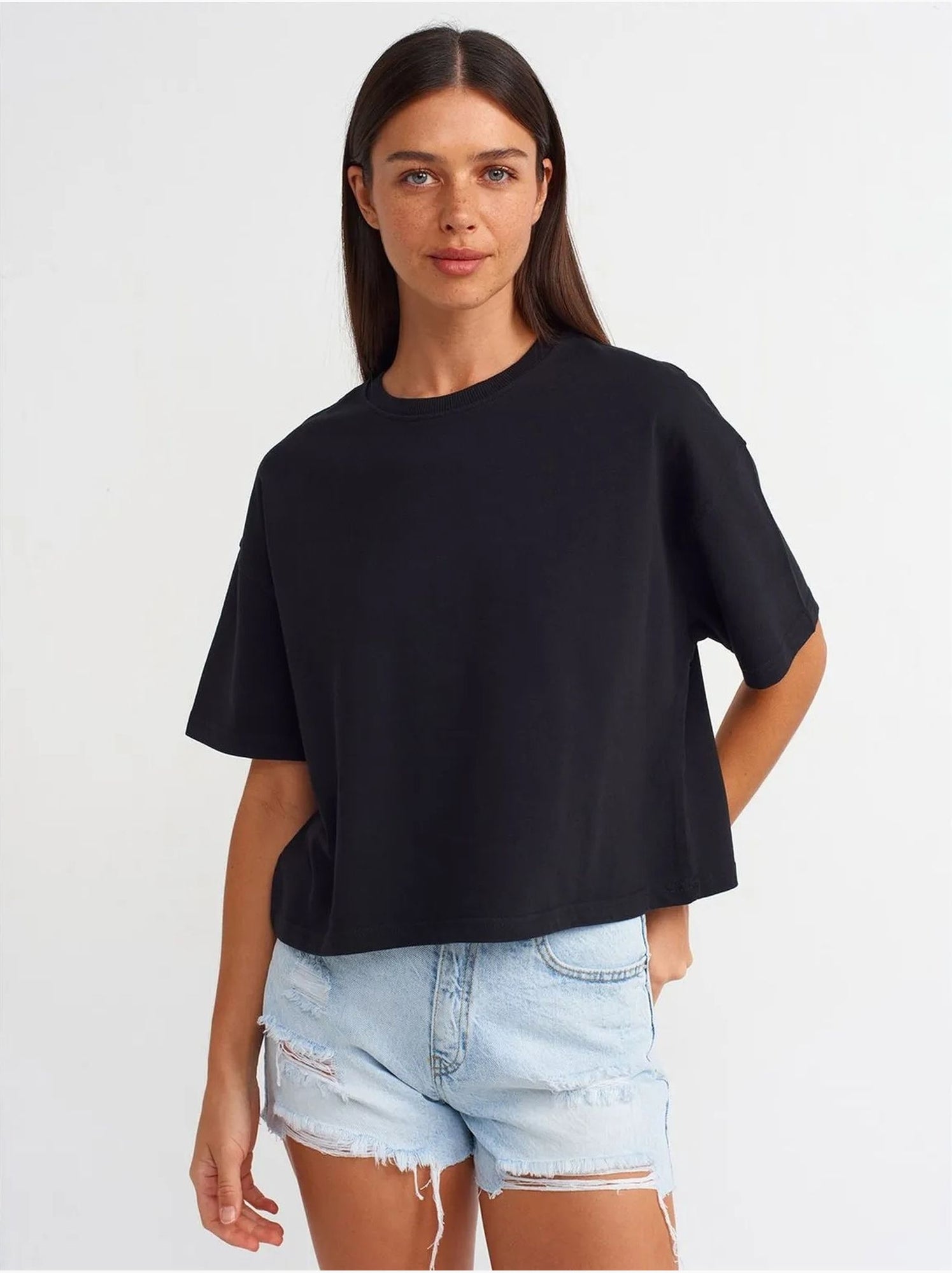 T-shirt oversize en coton à col rond dilvin - Noir