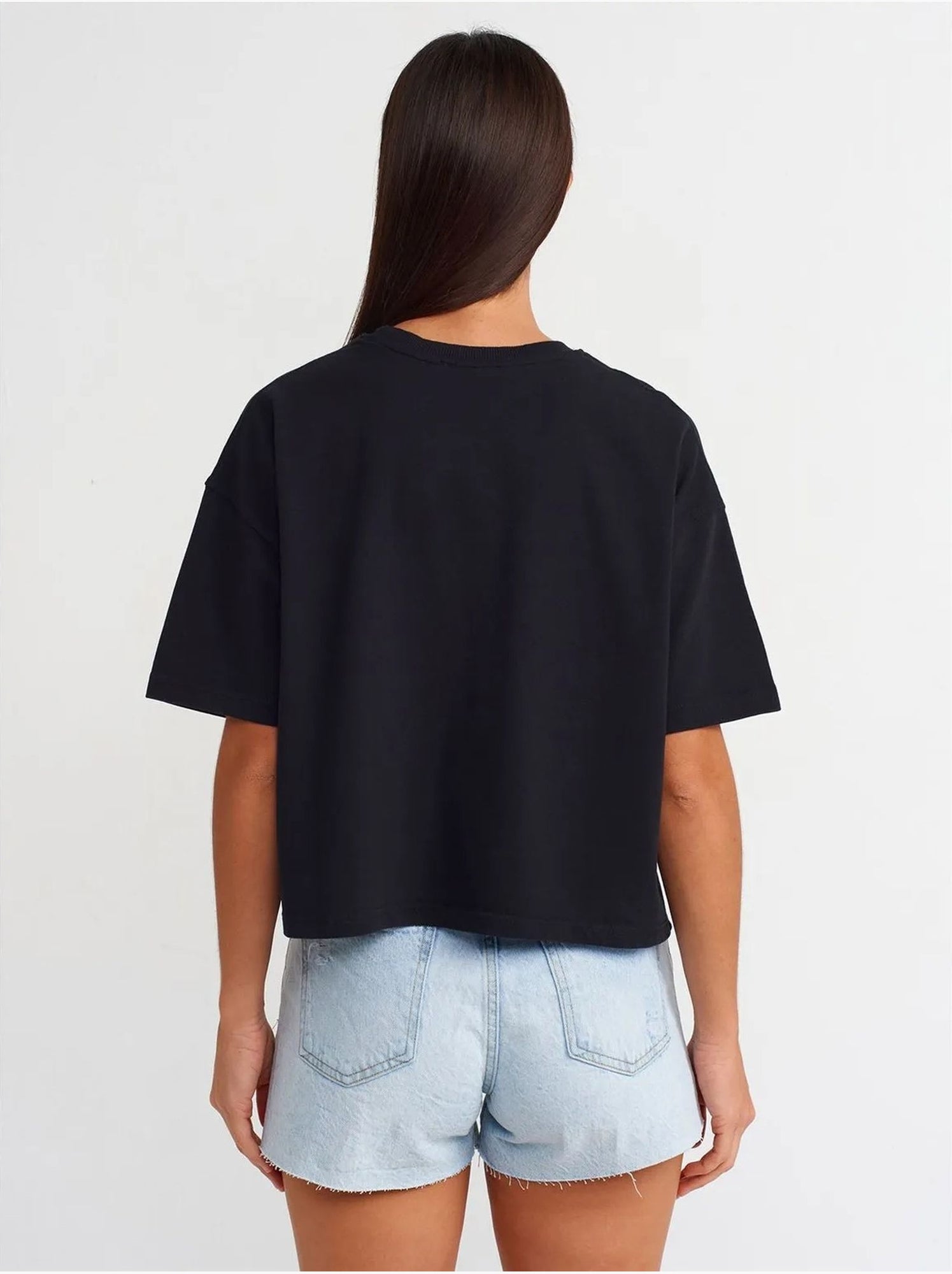 T-shirt oversize en coton à col rond dilvin - Noir