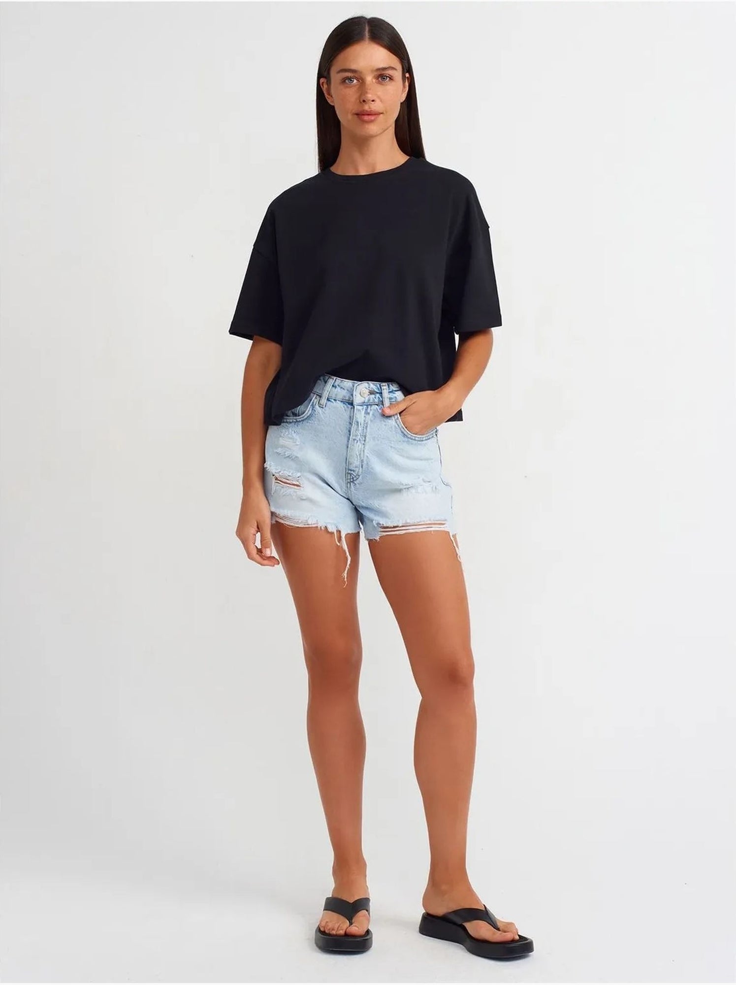 T-shirt oversize en coton à col rond dilvin - Noir