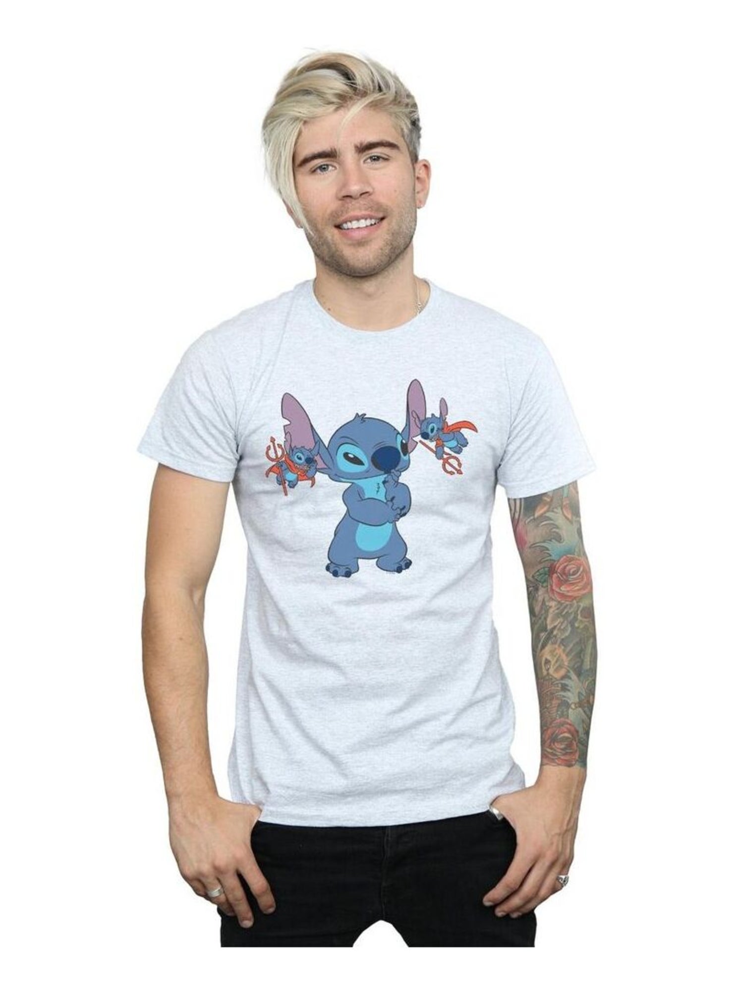 Disney - T-shirt motif Lilo et Stitch LITTLE DEVILS - Gris chiné
