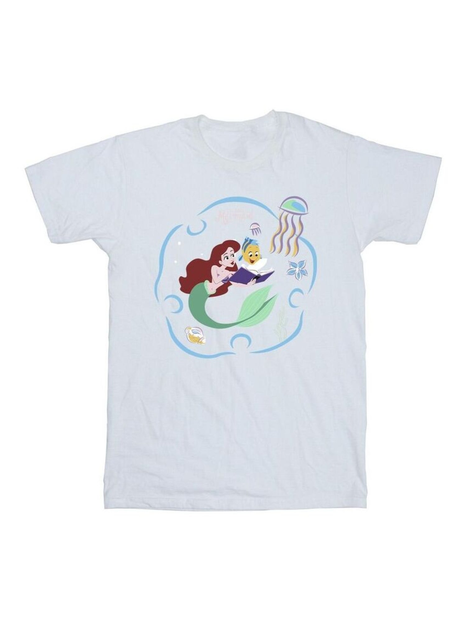 Disney - T-shirt THE LITTLE MERMAID READING A BOOK - Blanc