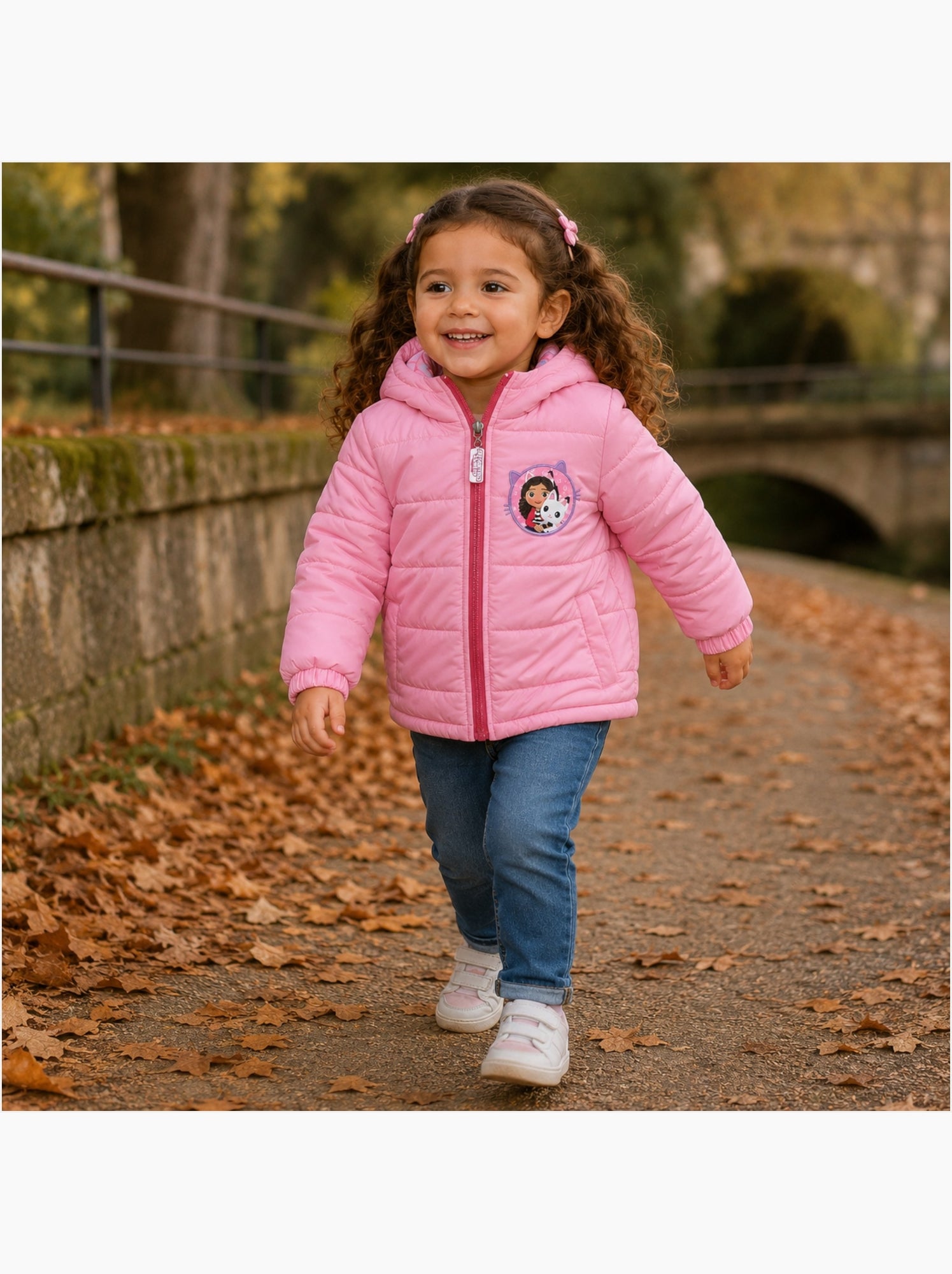 Disney - Veste doudoune fille imprimée avec capuche - Rose