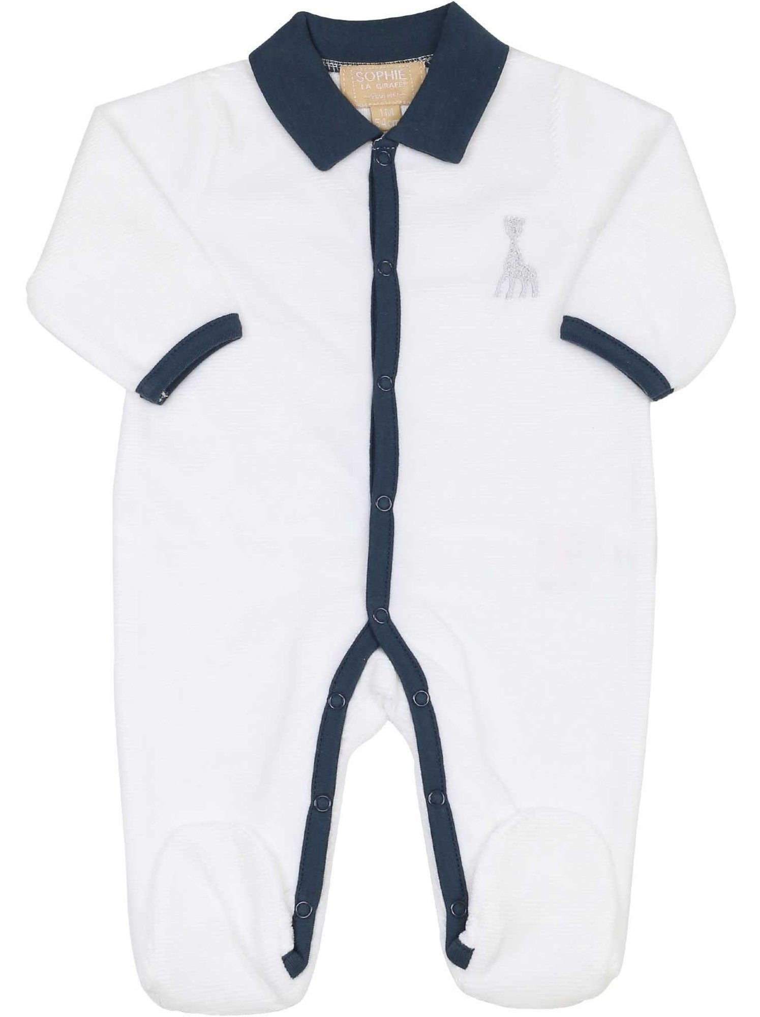 Pyjama en velours blanc Sophie la girafe (3 mois) - Bleu