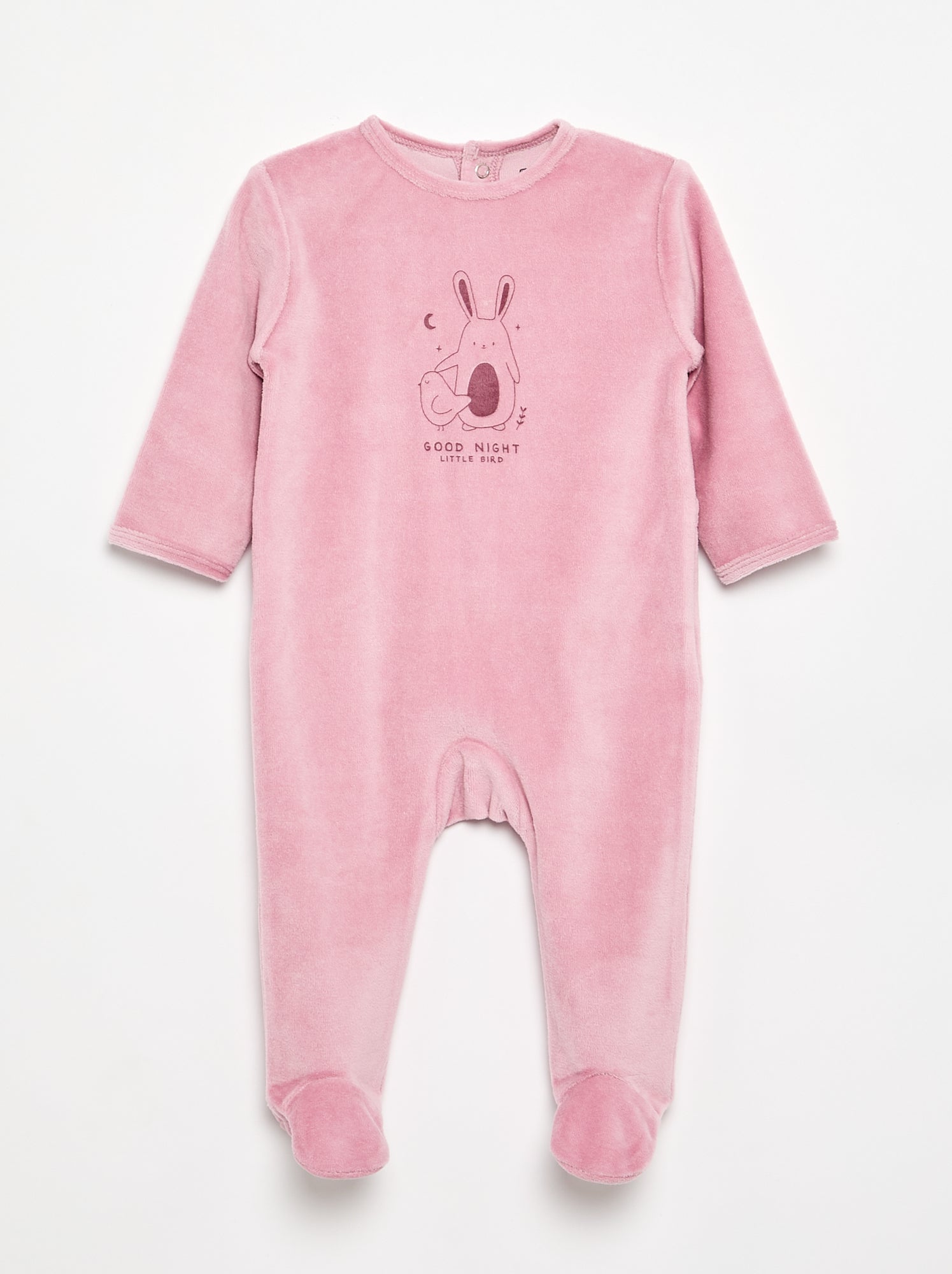 Dors bien en velours avec pieds - Rose (FXE67_3)