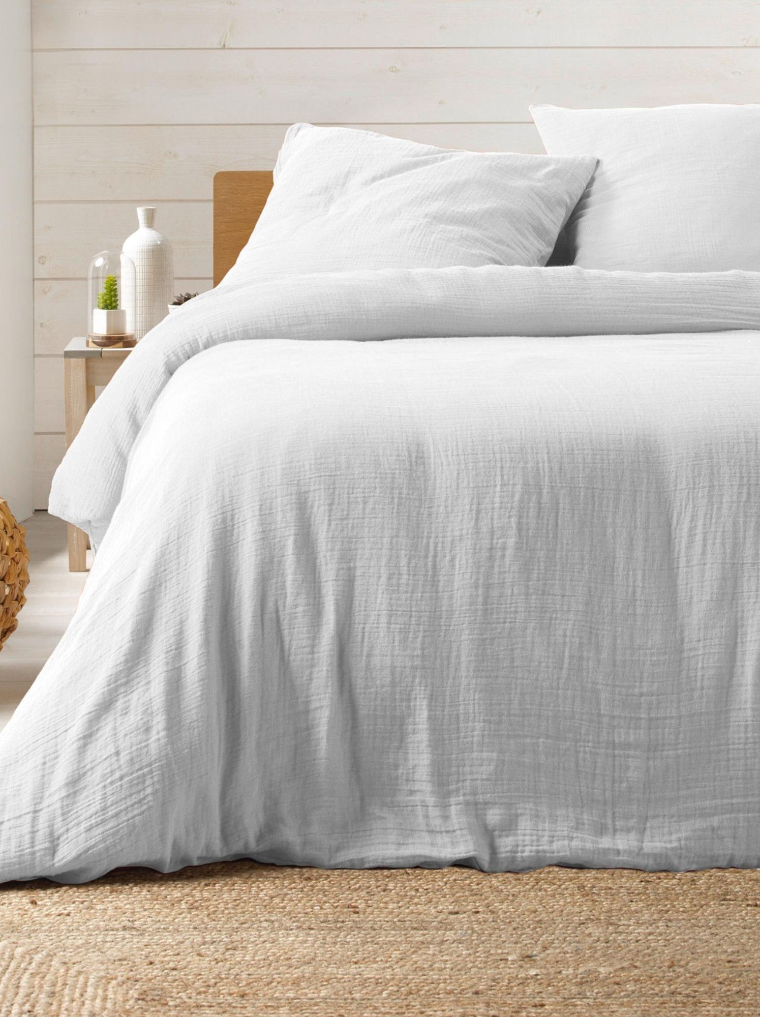 Parure de lit en gaze de coton angelia - Blanc