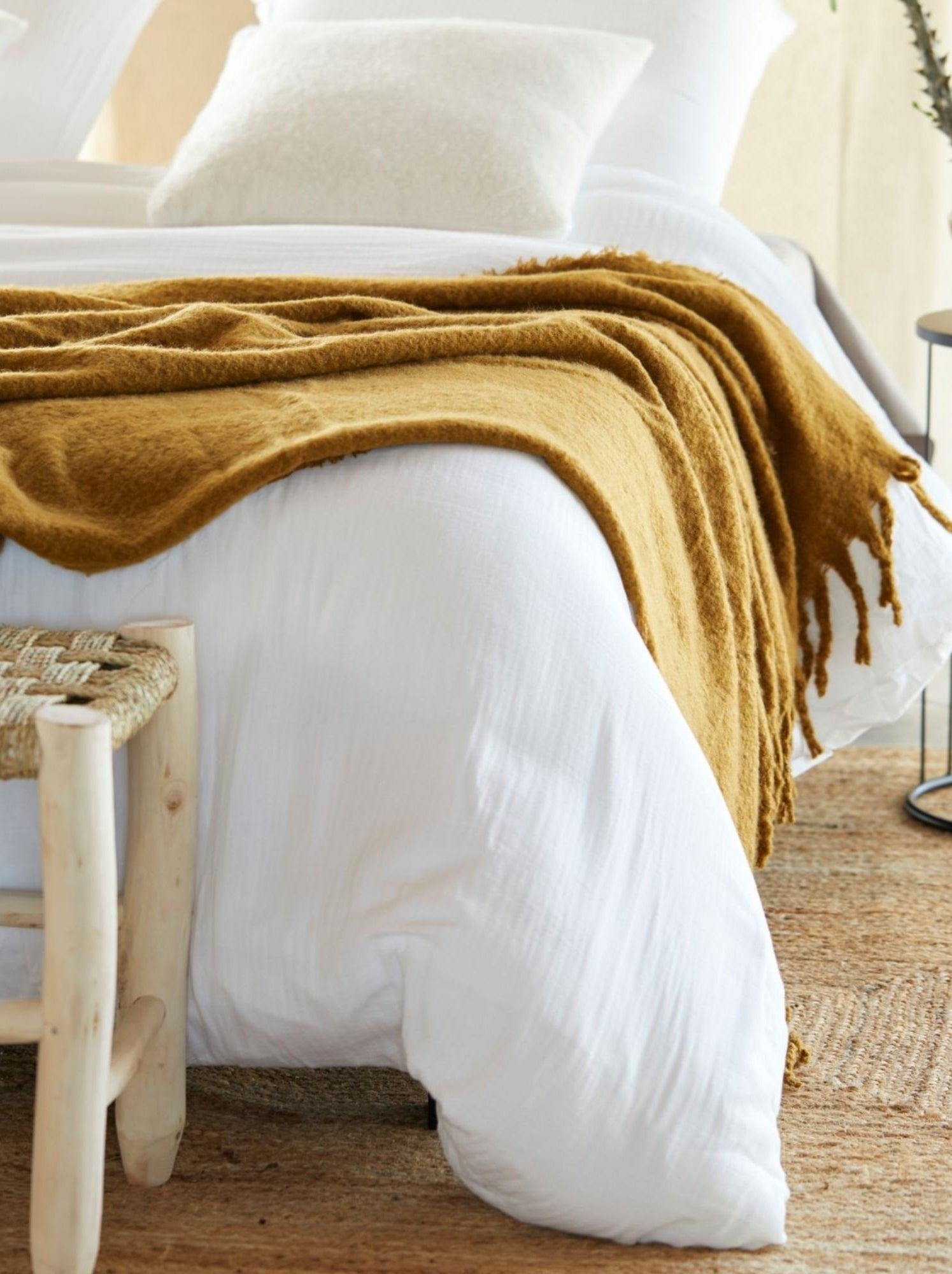 Parure de lit en gaze de coton angelia - Blanc
