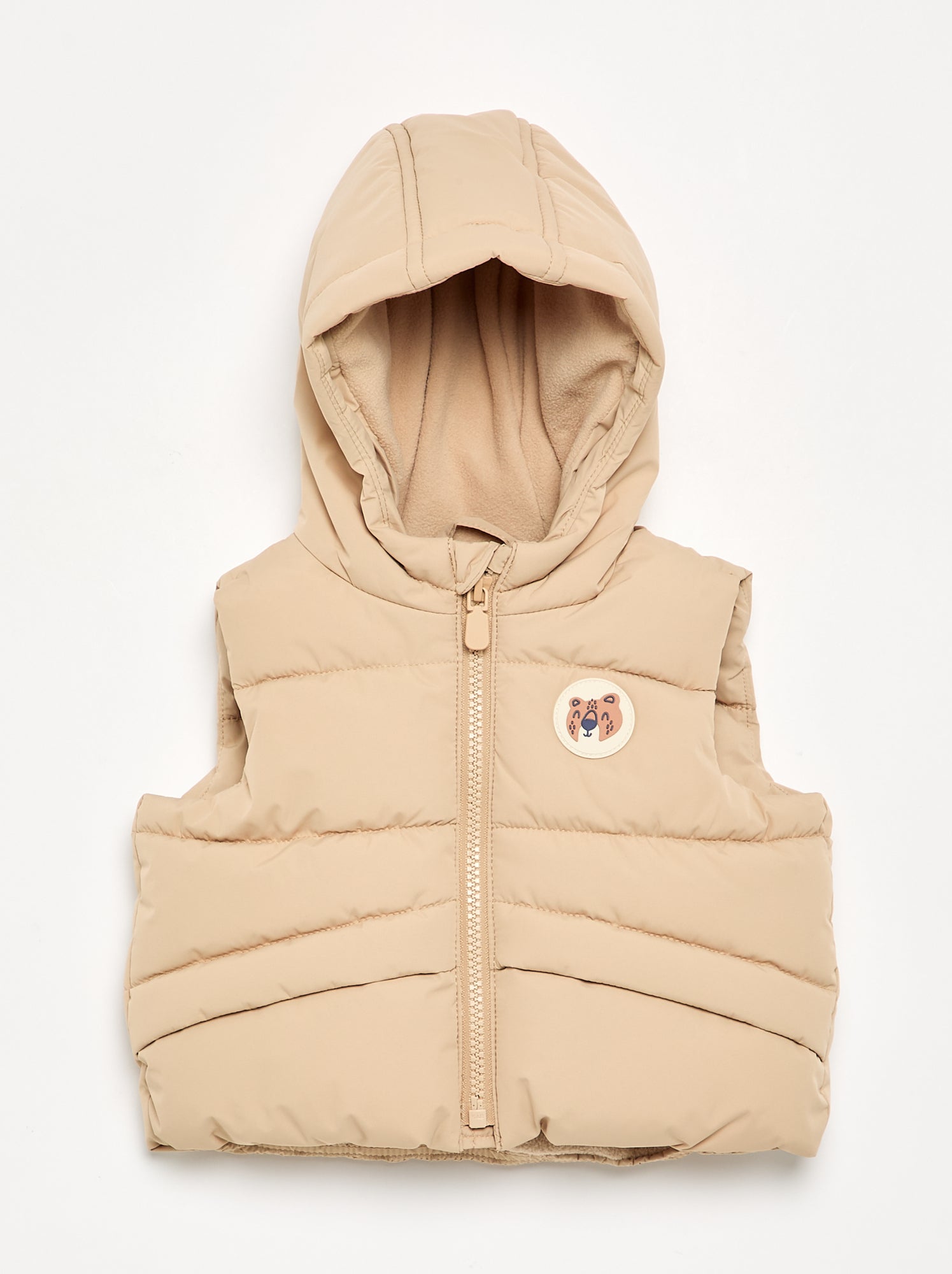 Doudoune à capuche matelassée sans manches - Beige