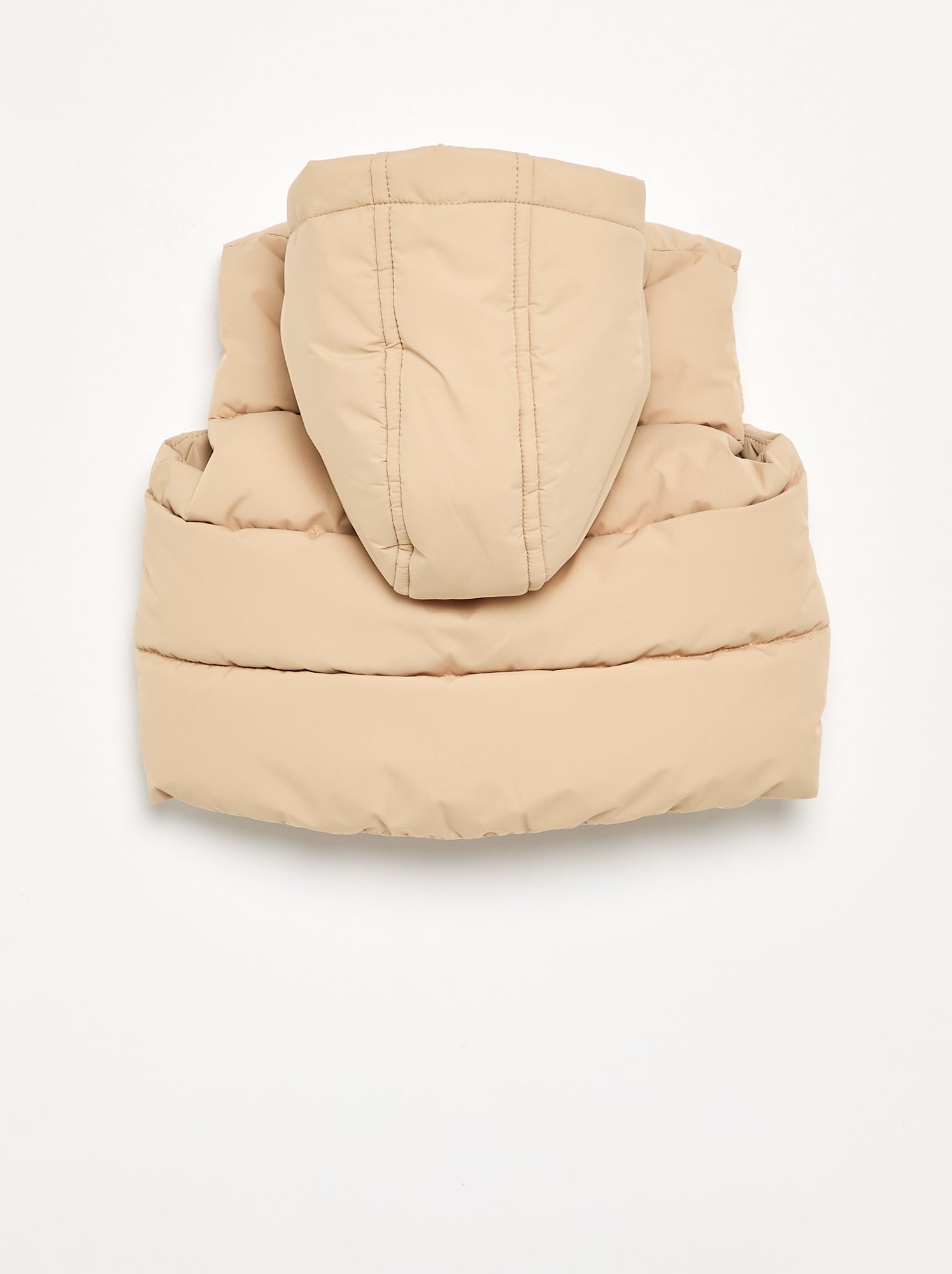 Doudoune à capuche matelassée sans manches - Beige