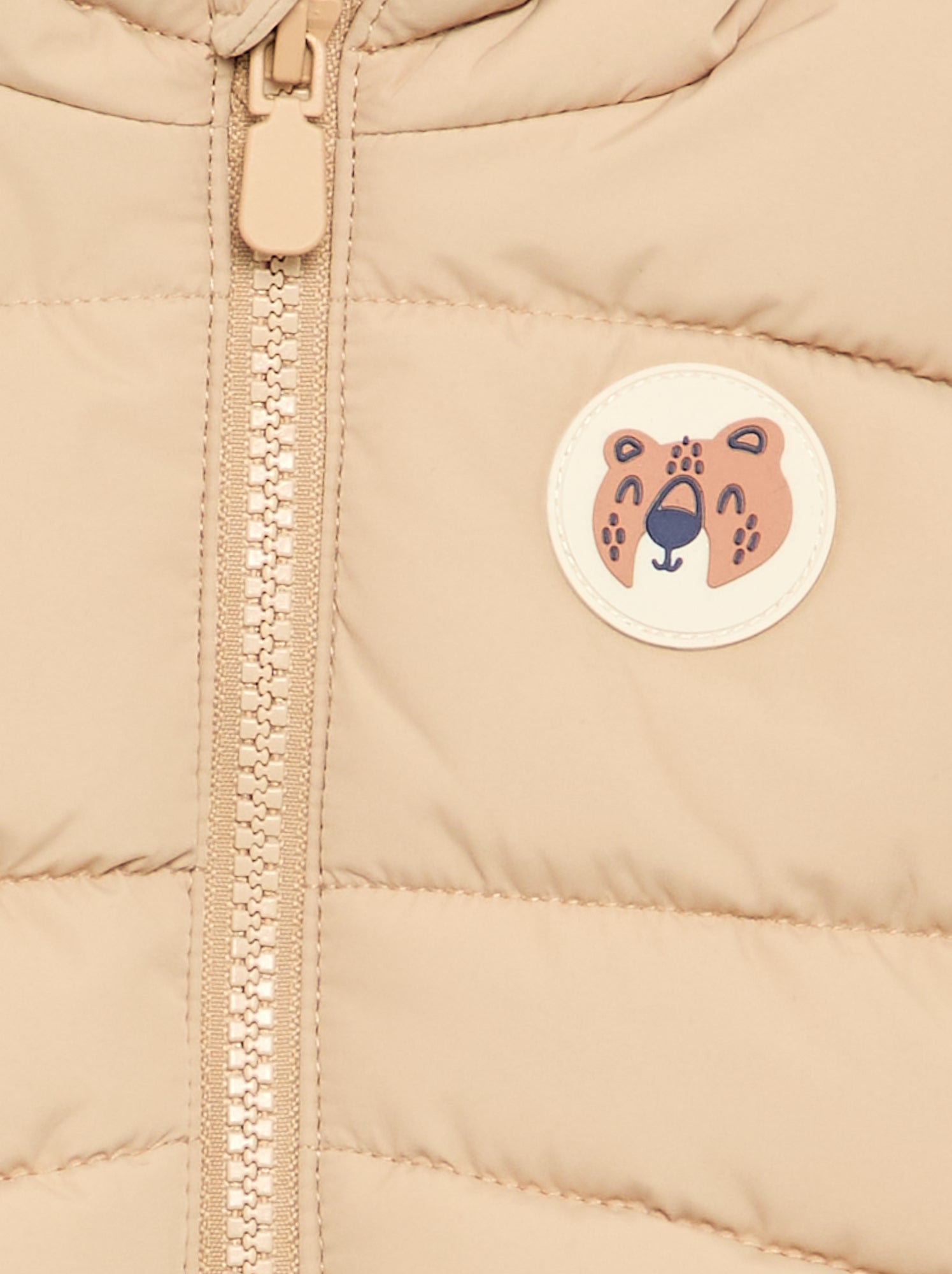 Doudoune à capuche matelassée sans manches - Beige