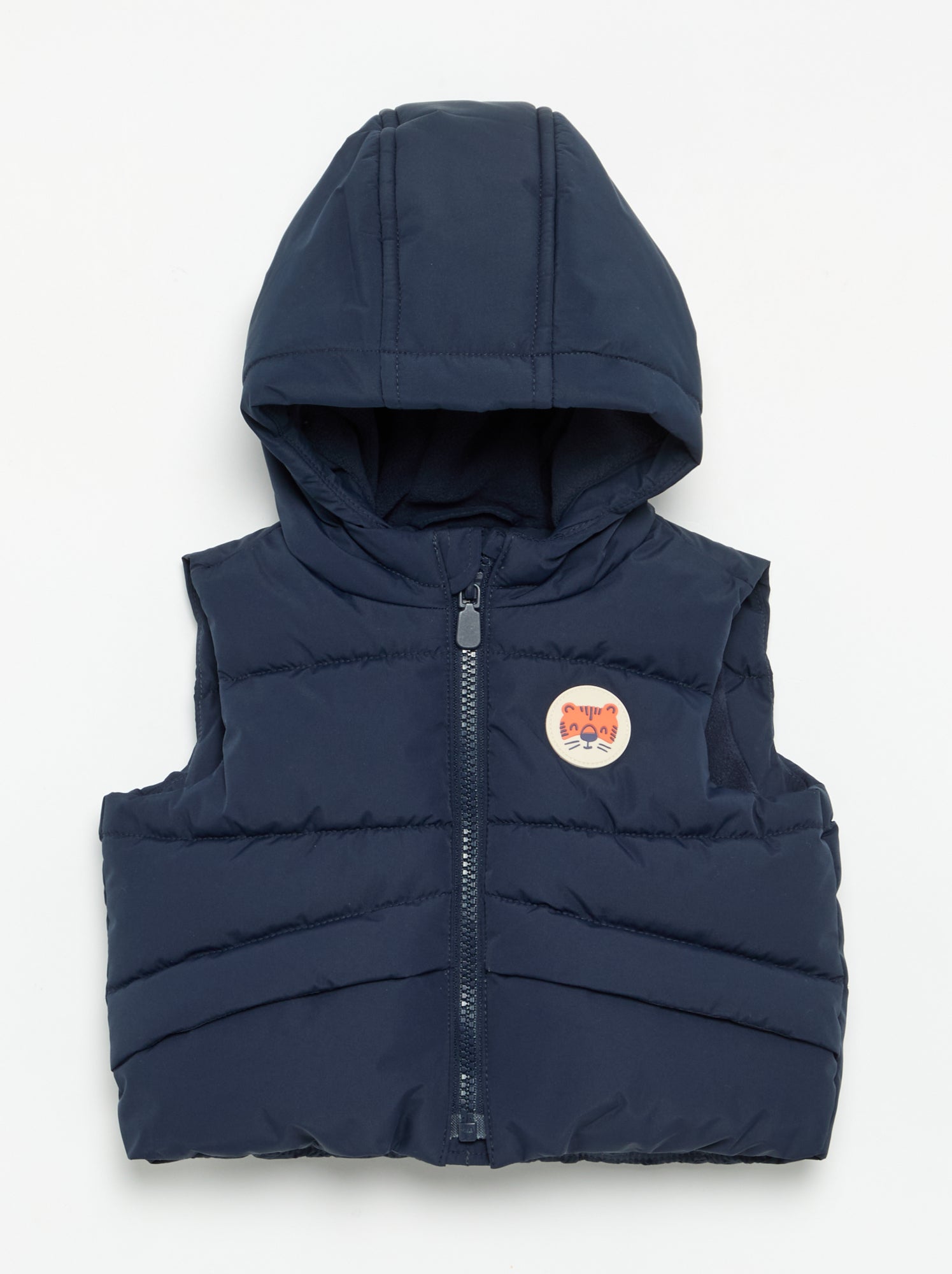 Doudoune à capuche matelassée sans manches - Bleu