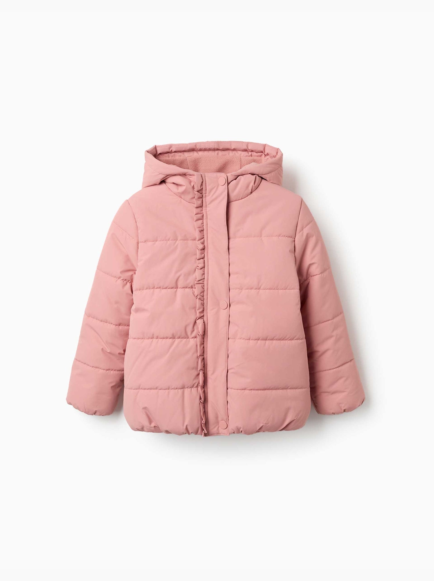 Doudoune avec capuche et doublure en polaire - Rose