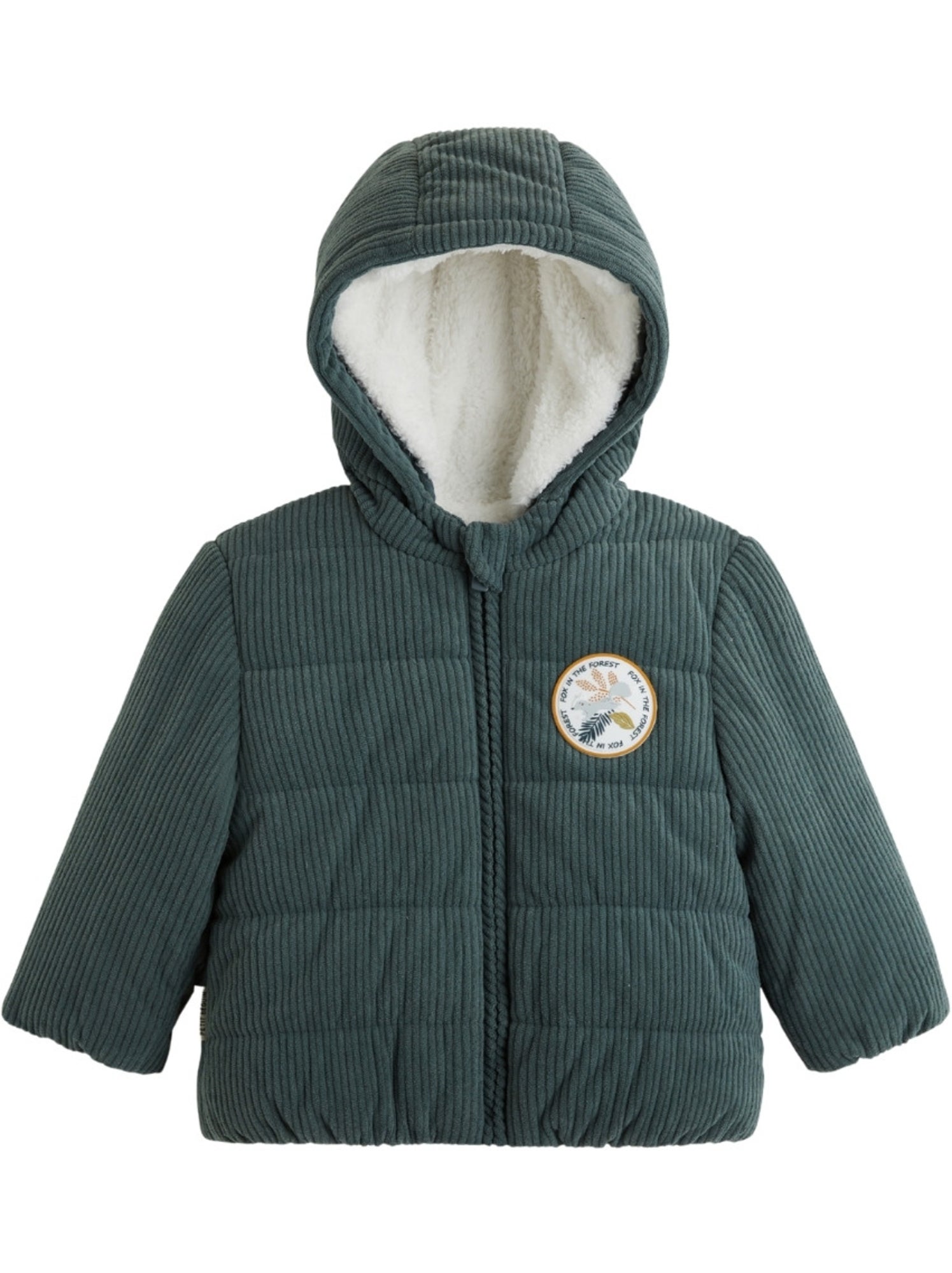 Doudoune bébé en velours côtelé doublée sherpa avec capuche elliott - Vert