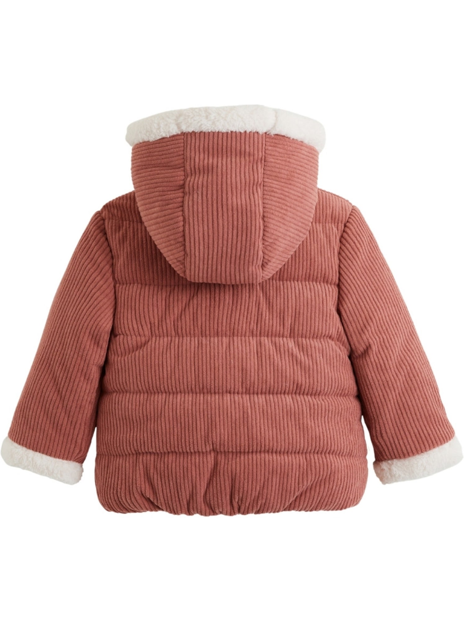 Doudoune bébé en velours côtelé doublée sherpa avec capuche evie - Rose