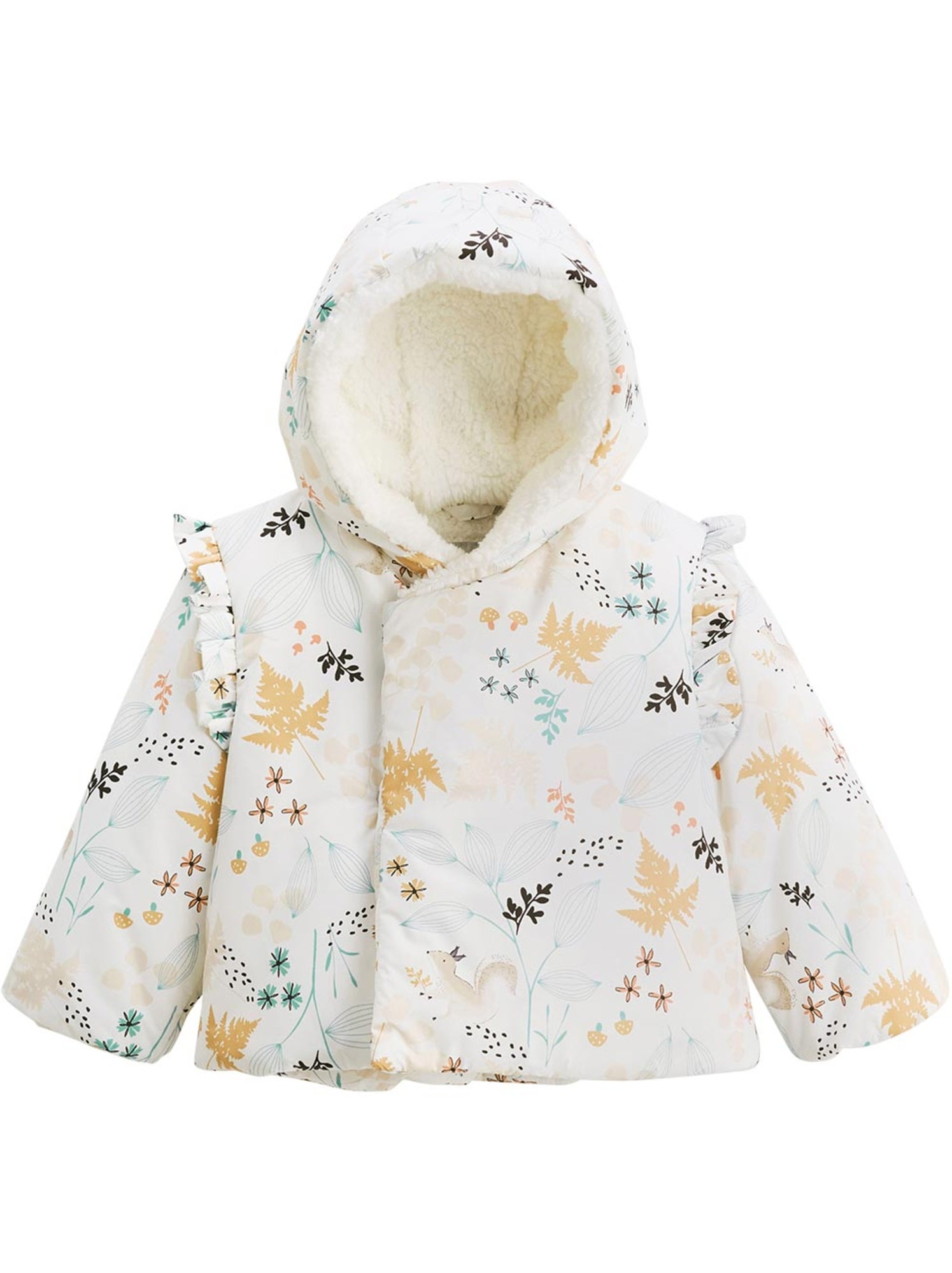 Doudoune bébé imperméable doublée sherpa avec capuche bloom - Ecru