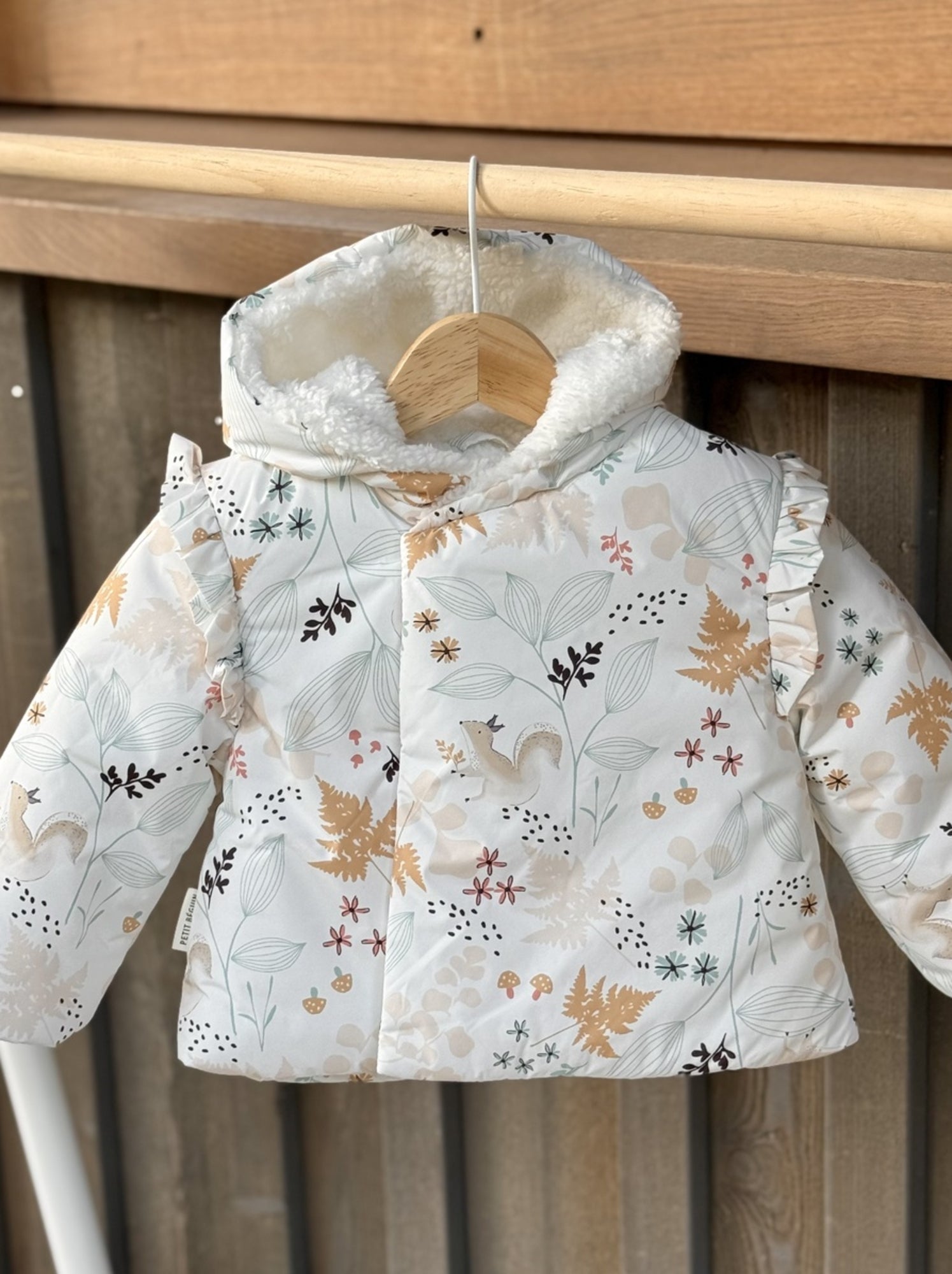 Doudoune bébé imperméable doublée sherpa avec capuche bloom - Ecru