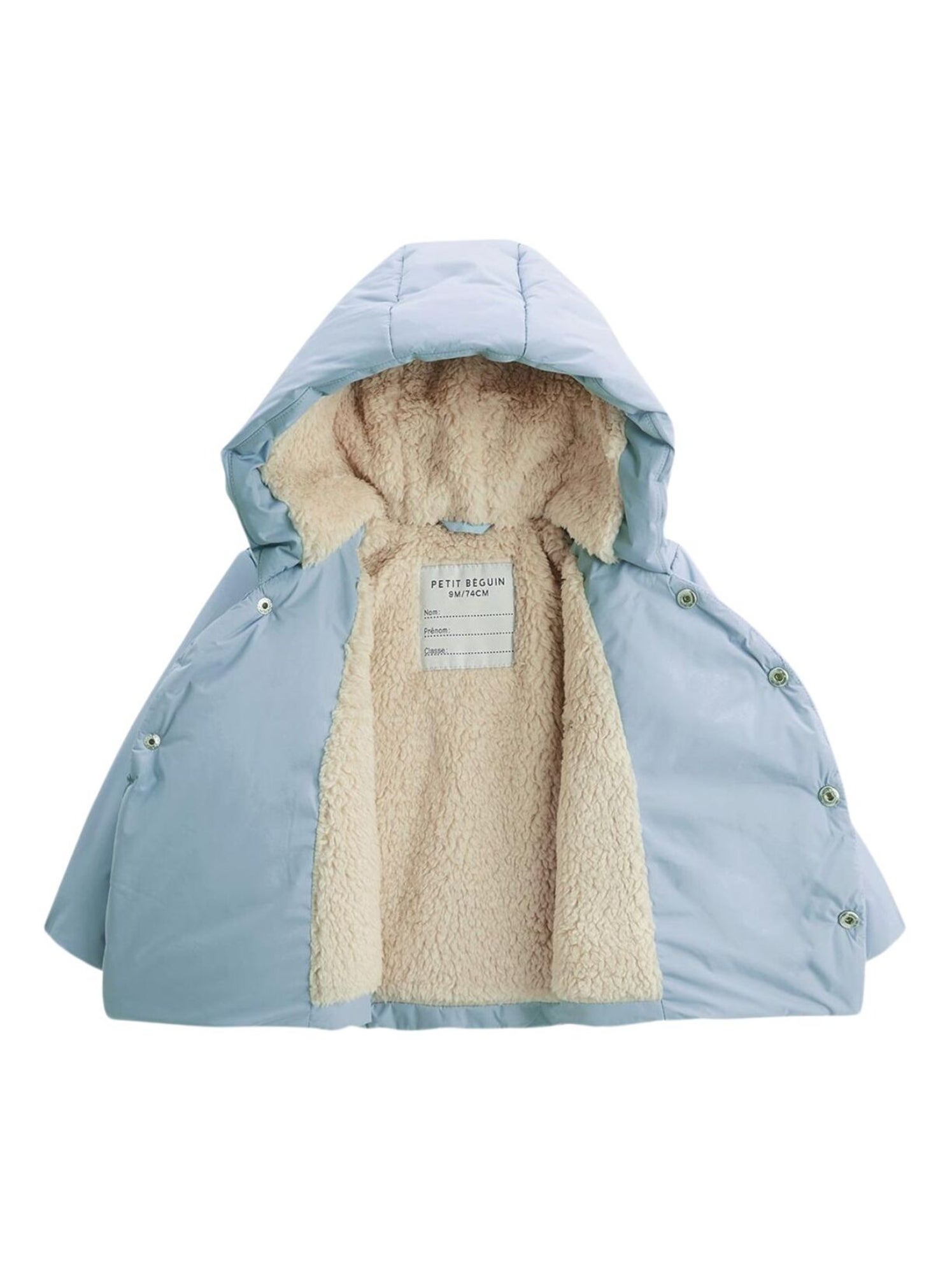 Doudoune bébé imperméable doublée sherpa avec capuche nino - Bleu