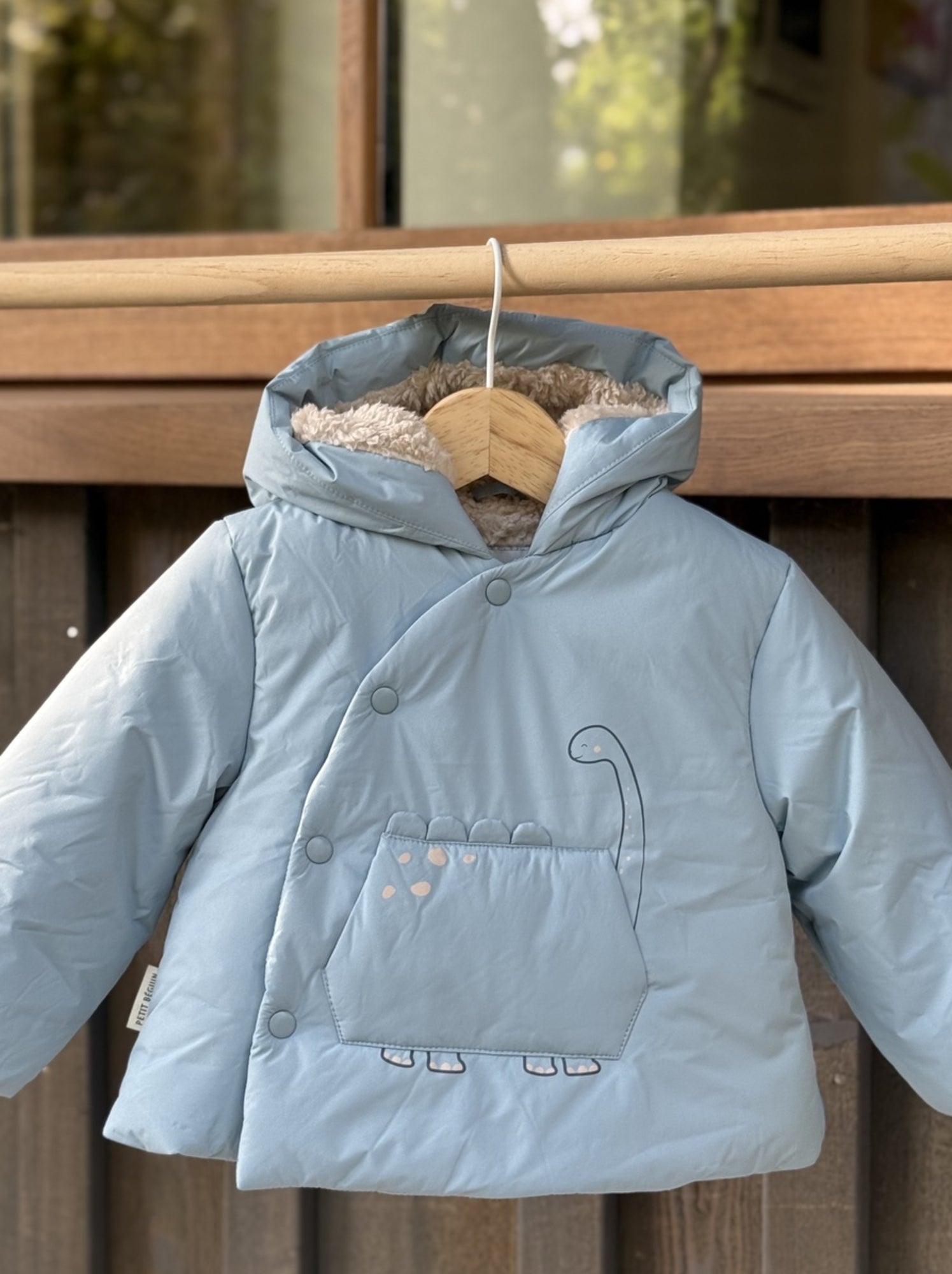 Doudoune bébé imperméable doublée sherpa avec capuche nino - Bleu