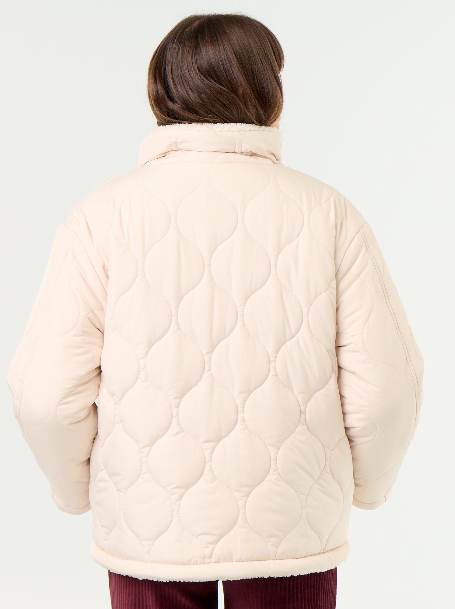 Doudoune de maternité matelassée et intérieur sherpa - Beige