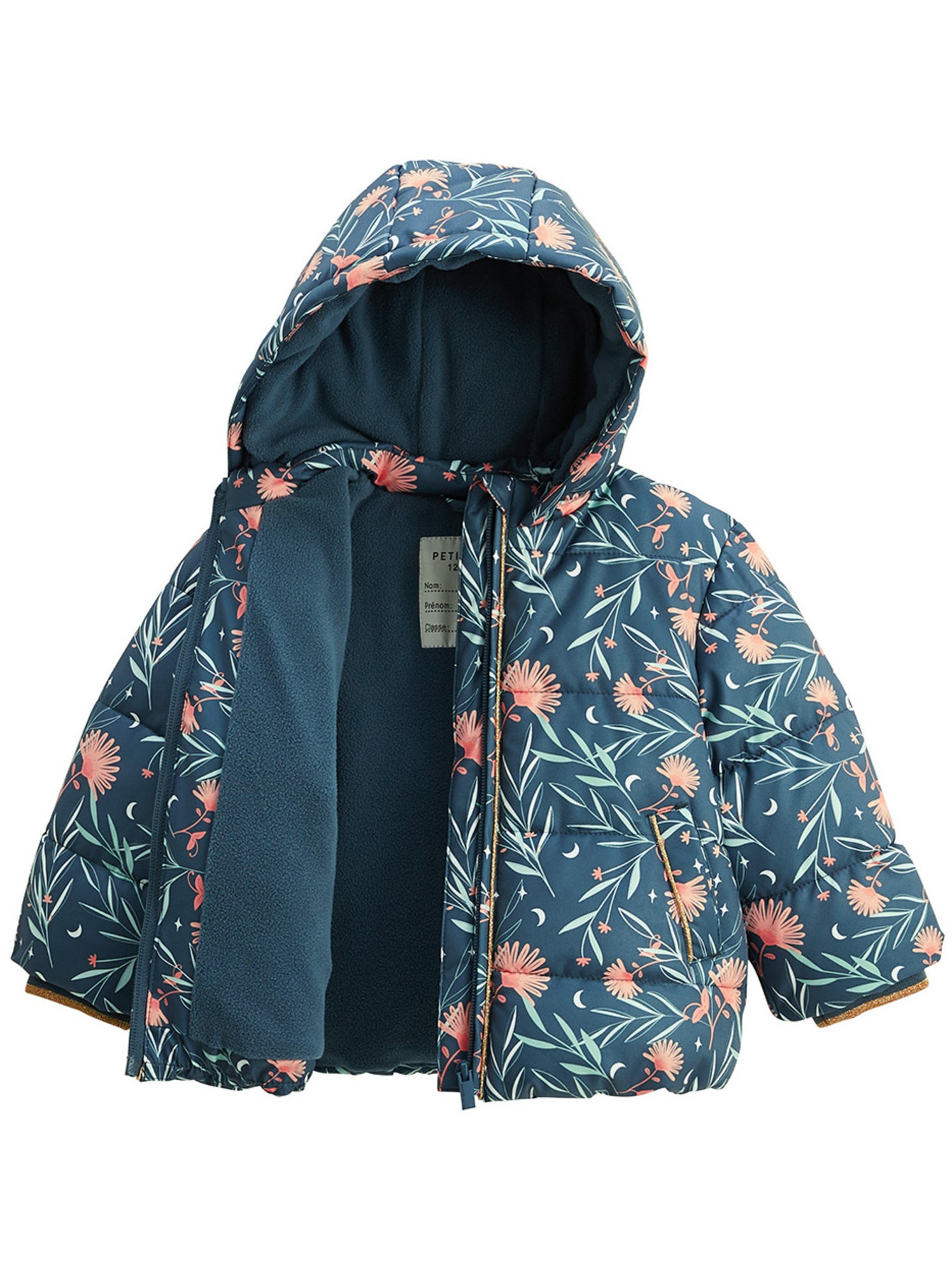 Doudoune enfant imperméable doublée polaire avec capuche dina - Bleu