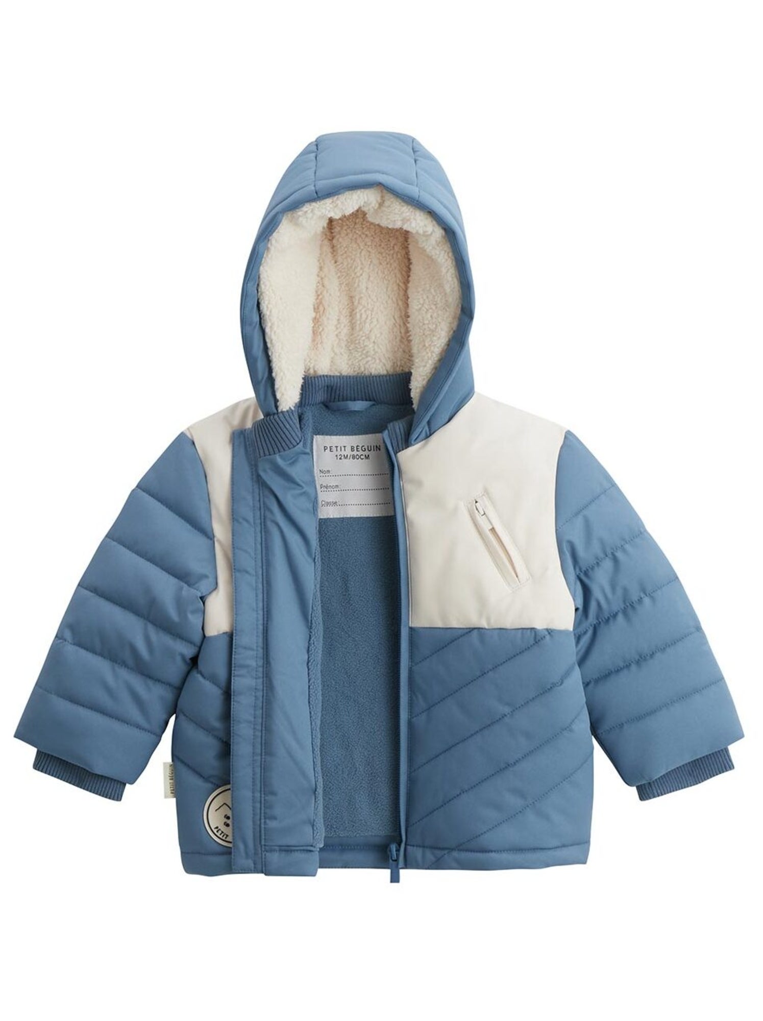 Doudoune enfant imperméable doublée polaire avec capuche tao - Bleu