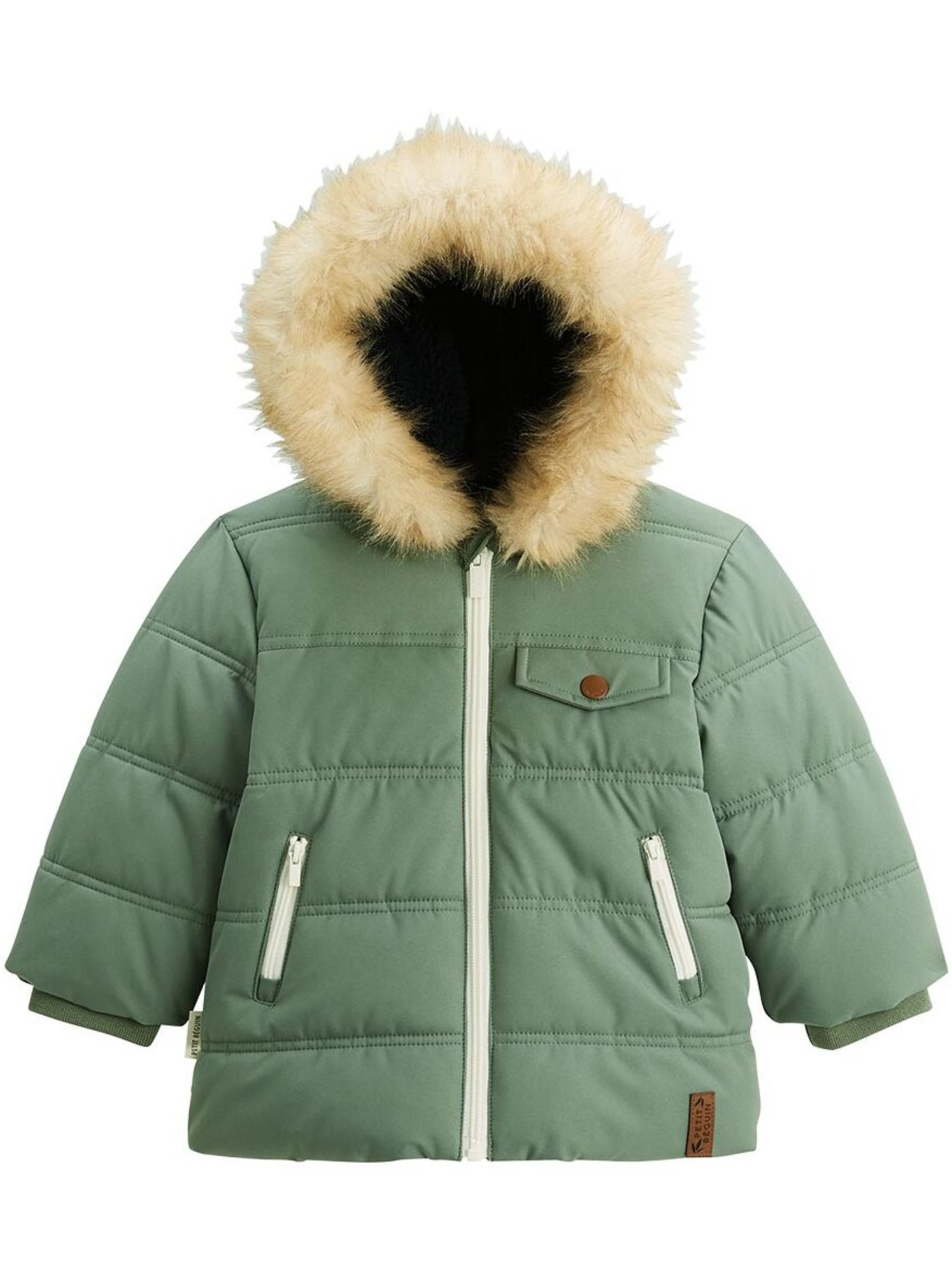Doudoune enfant imperméable doublée sherpa avec capuche anouk - Kaki