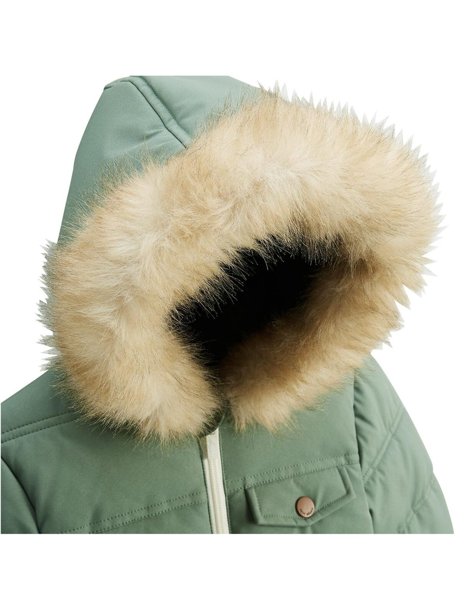 Doudoune enfant imperméable doublée sherpa avec capuche anouk - Kaki