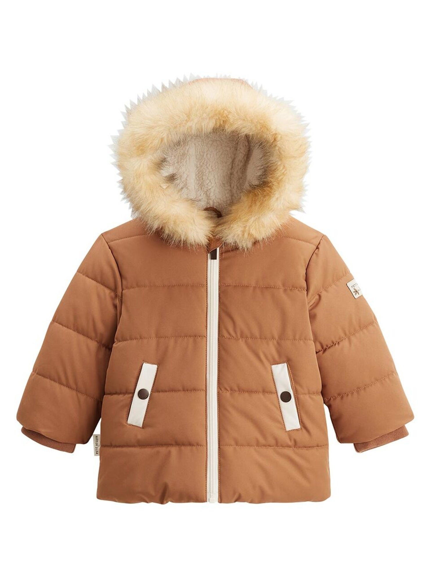 Doudoune enfant imperméable doublée sherpa avec capuche chincha - Camel