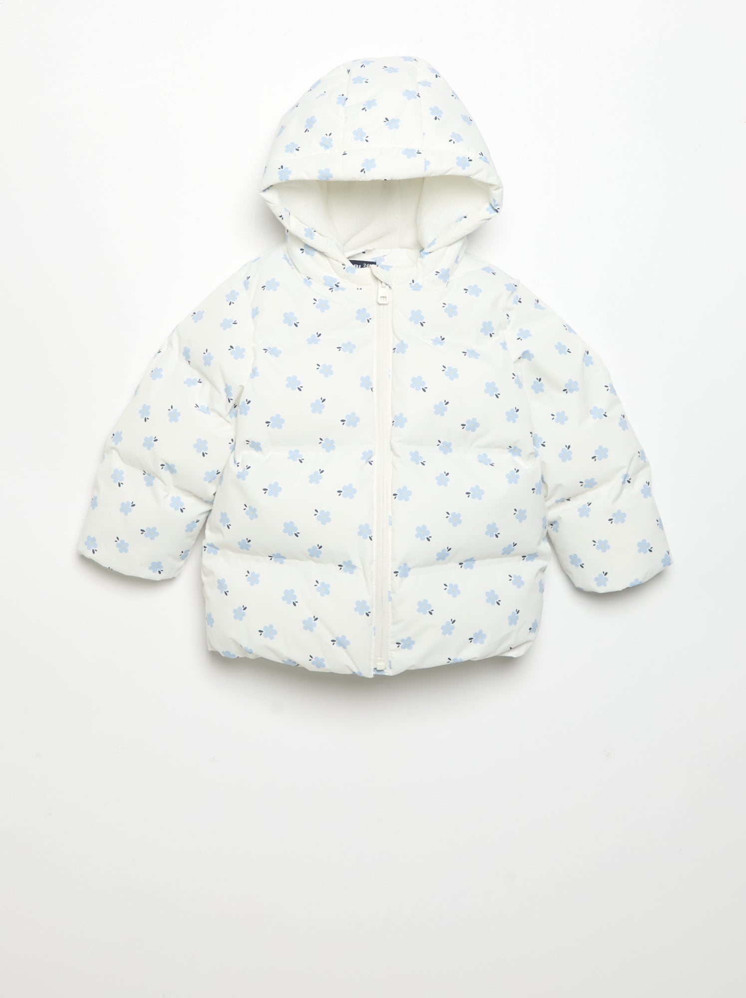 Doudoune imprimée matelassée à capuche - Bleu