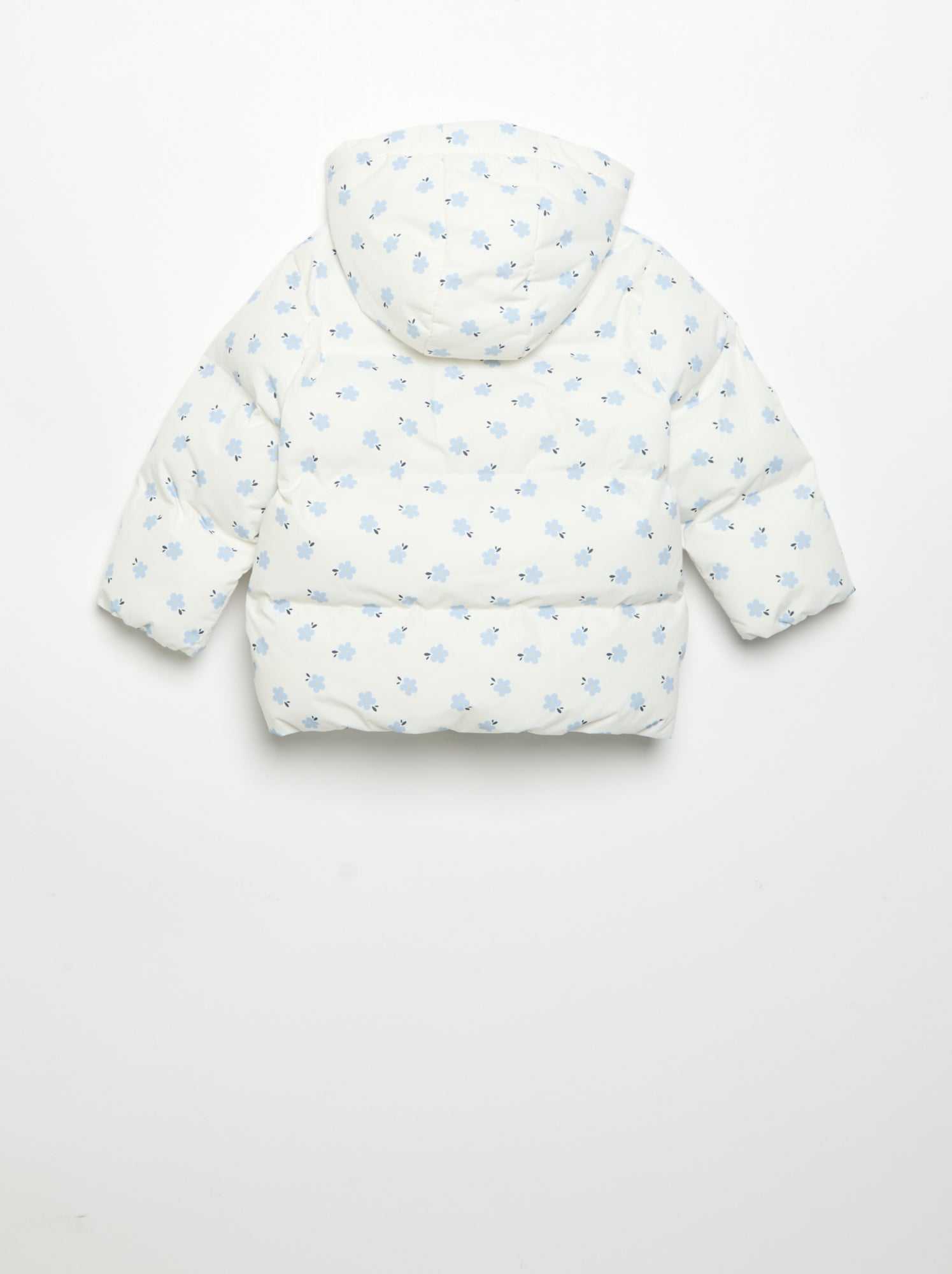 Doudoune imprimée matelassée à capuche - Bleu