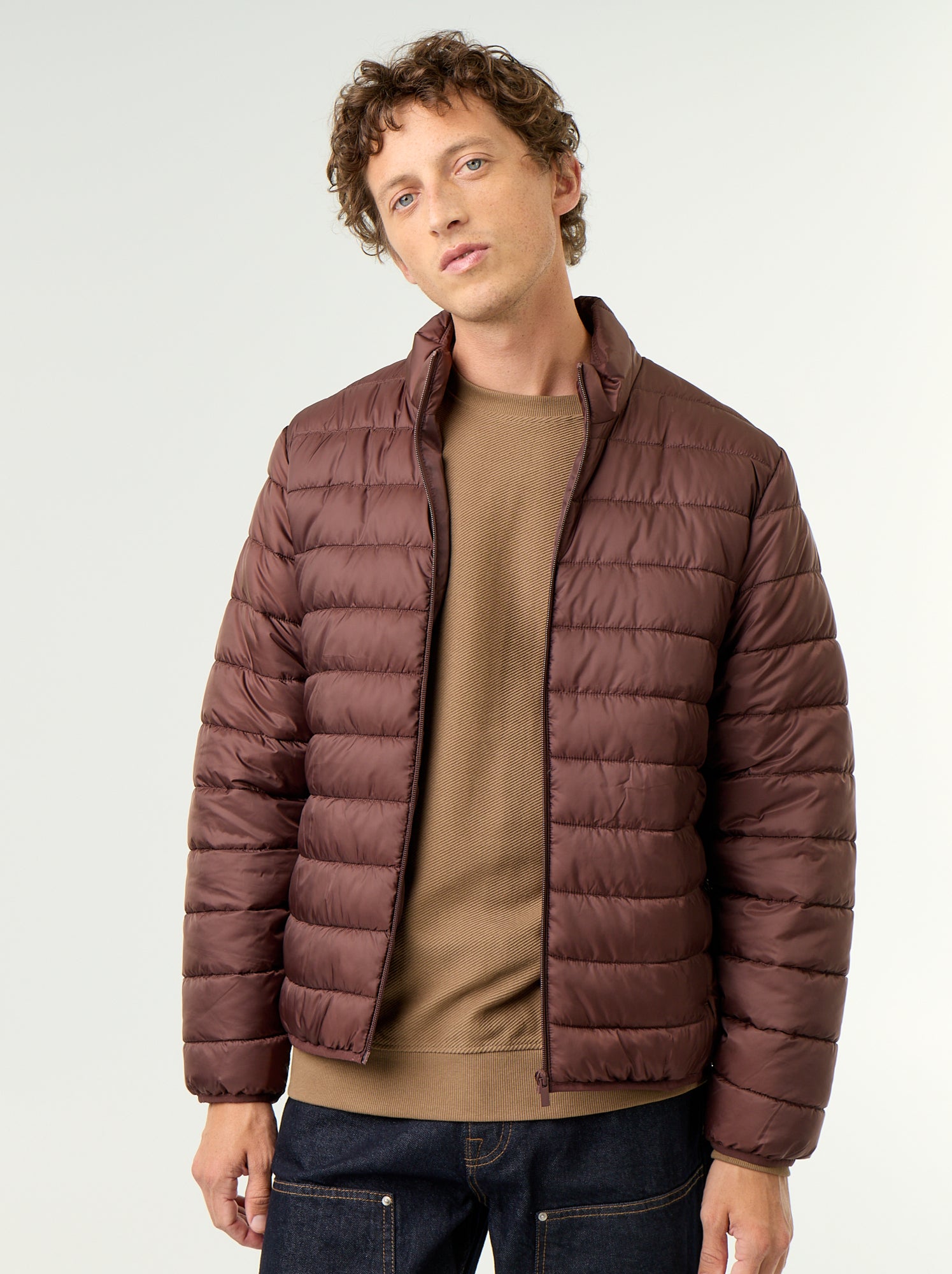Doudoune légère avec ouverture zippée - Marron