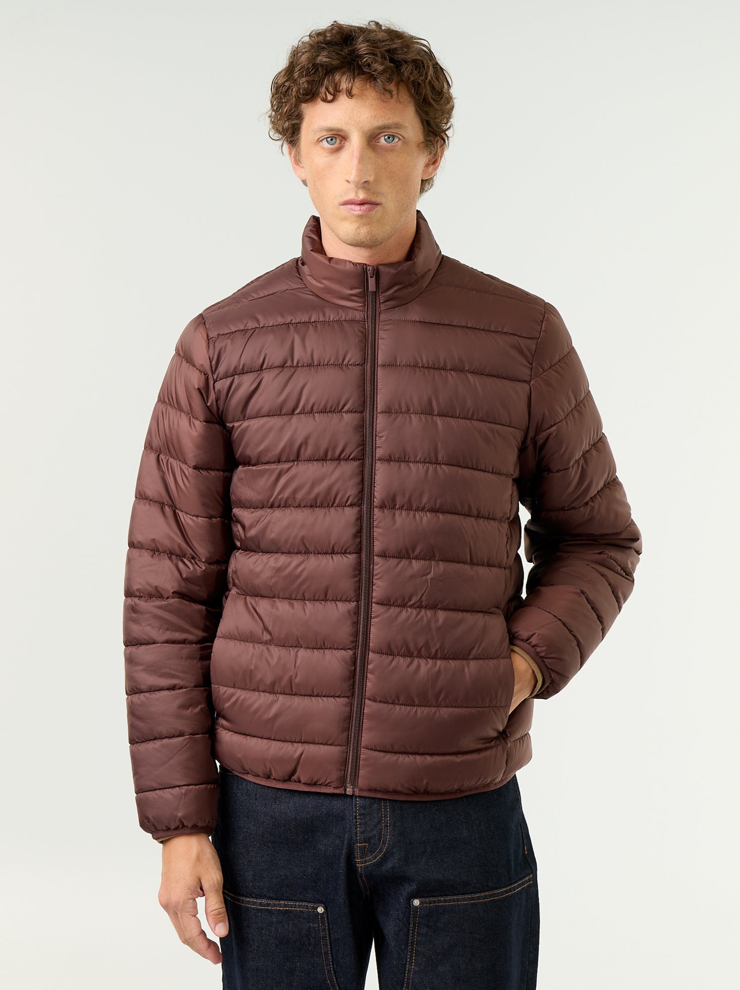 Doudoune légère avec ouverture zippée - Marron