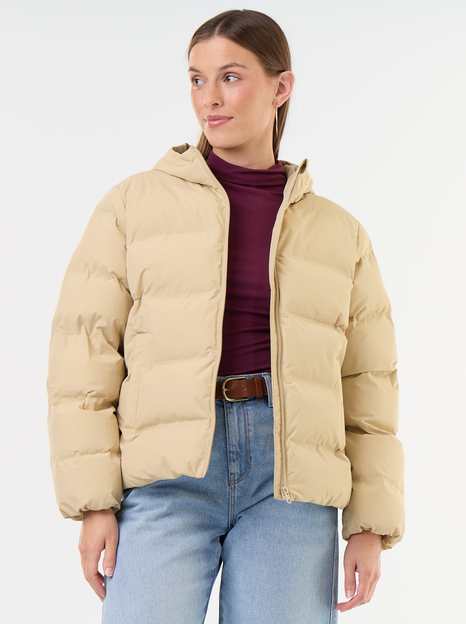 Doudoune matelassée à capuche - Beige