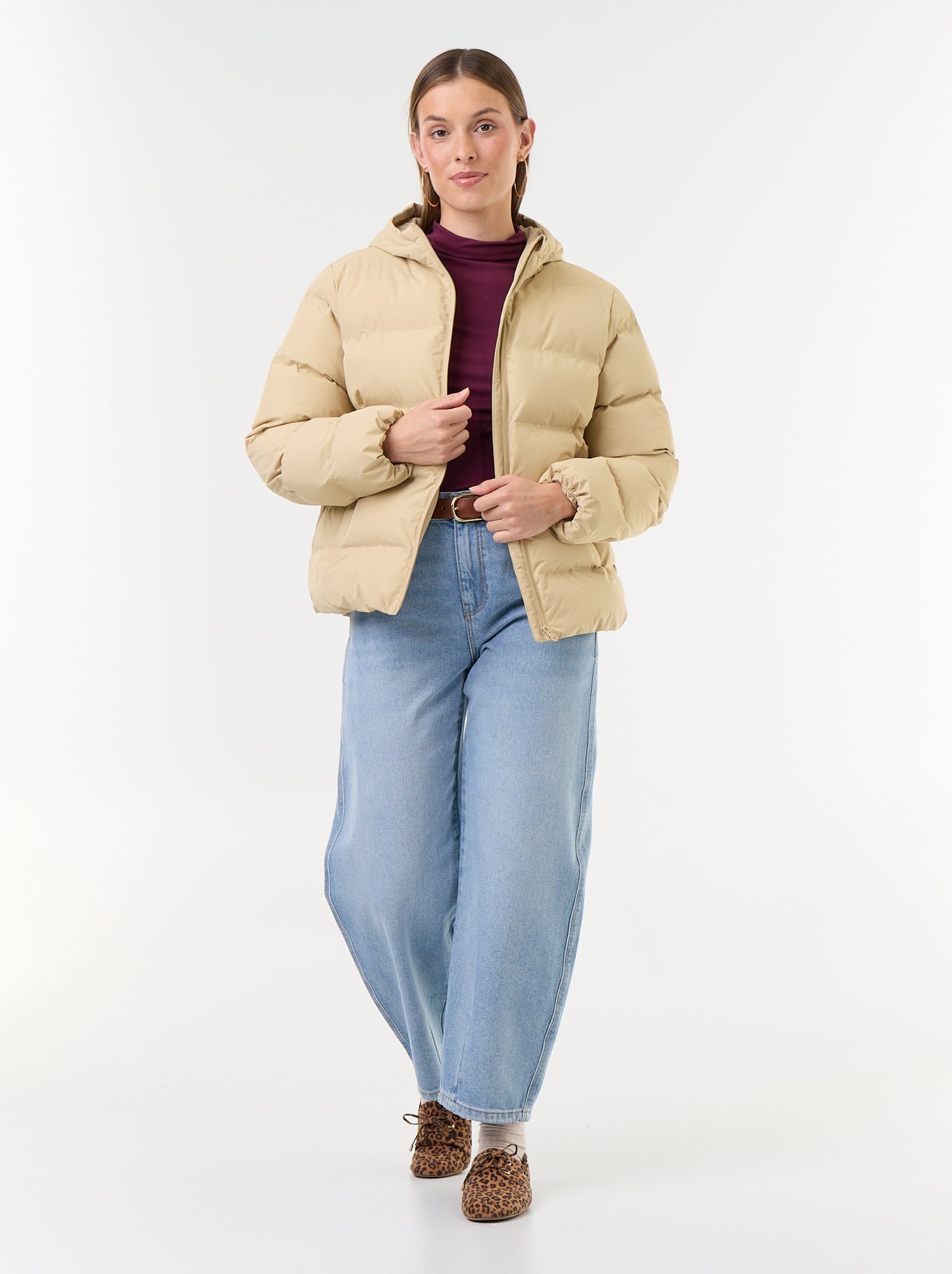 Doudoune matelassée à capuche - Beige