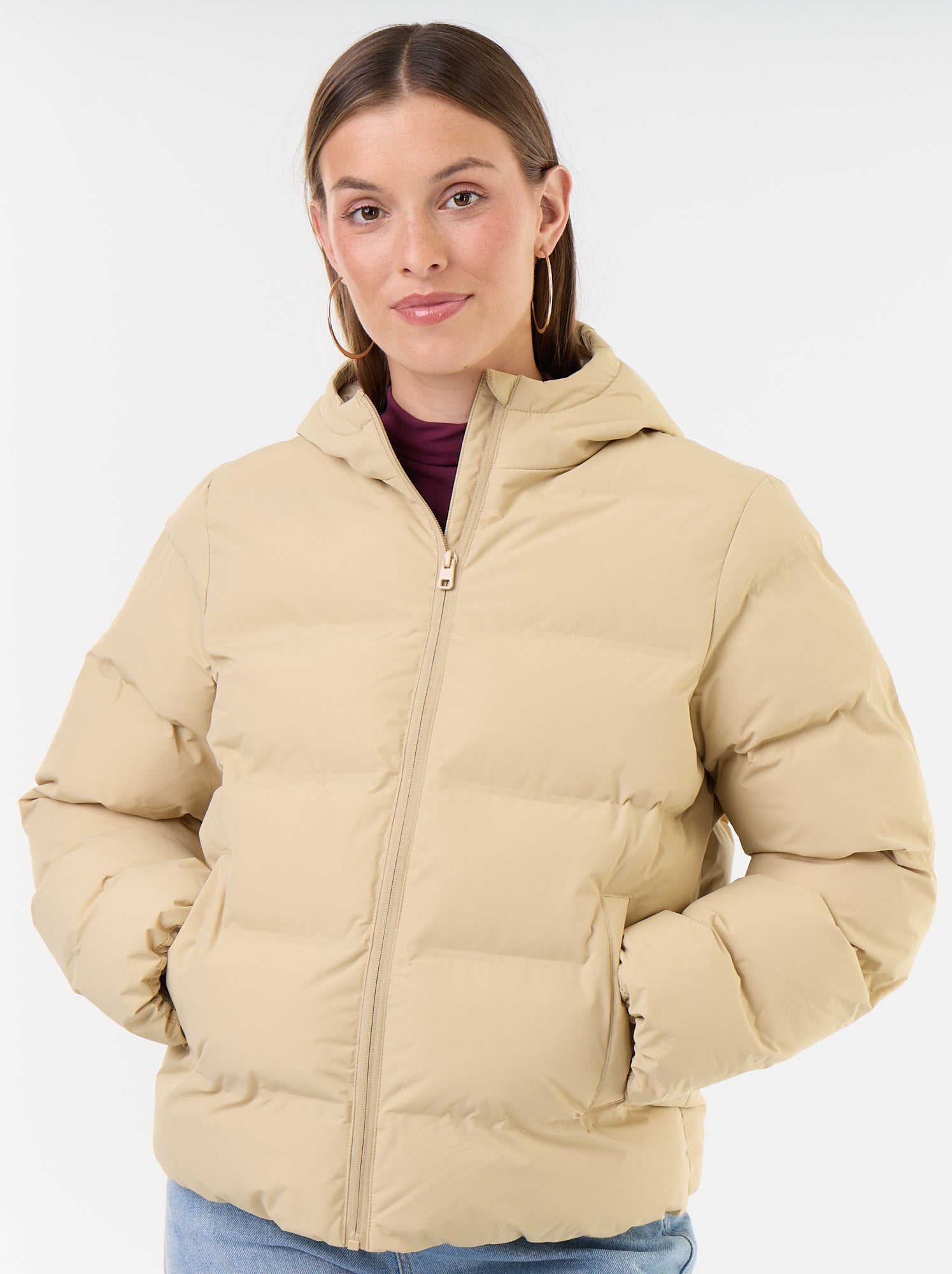 Doudoune matelassée à capuche - Beige