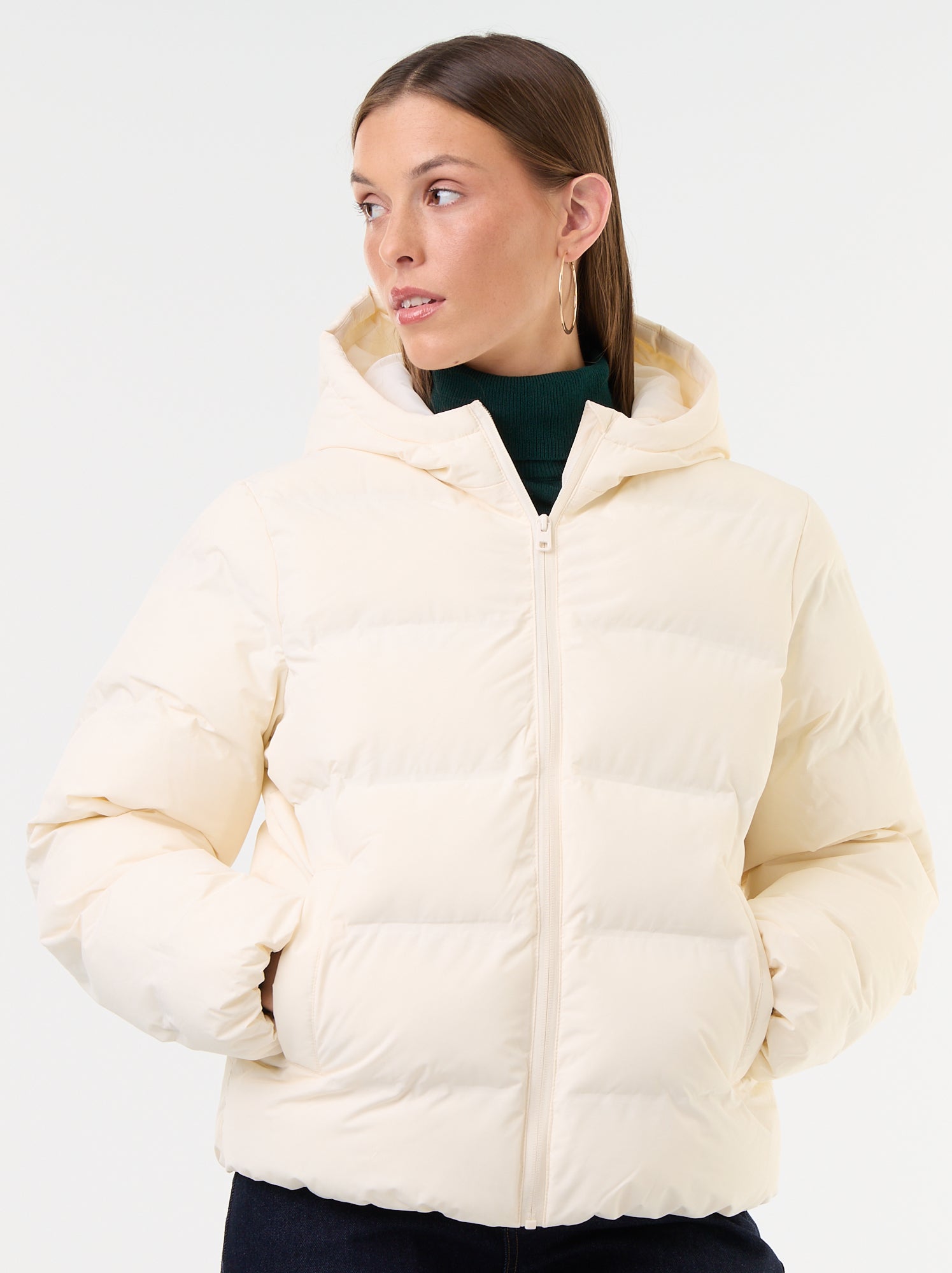 Doudoune matelassée à capuche - Blanc
