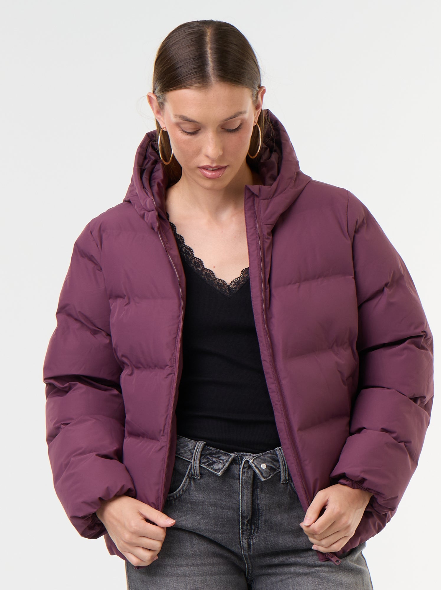 Doudoune matelassée à capuche - Violet