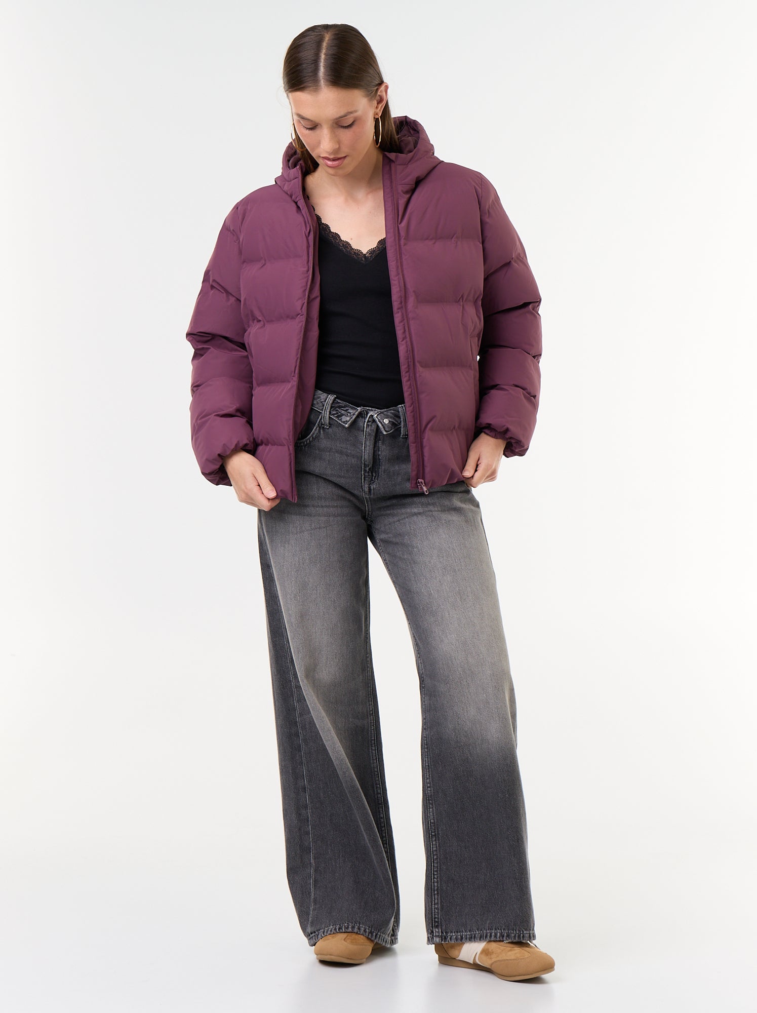 Doudoune matelassée à capuche - Violet