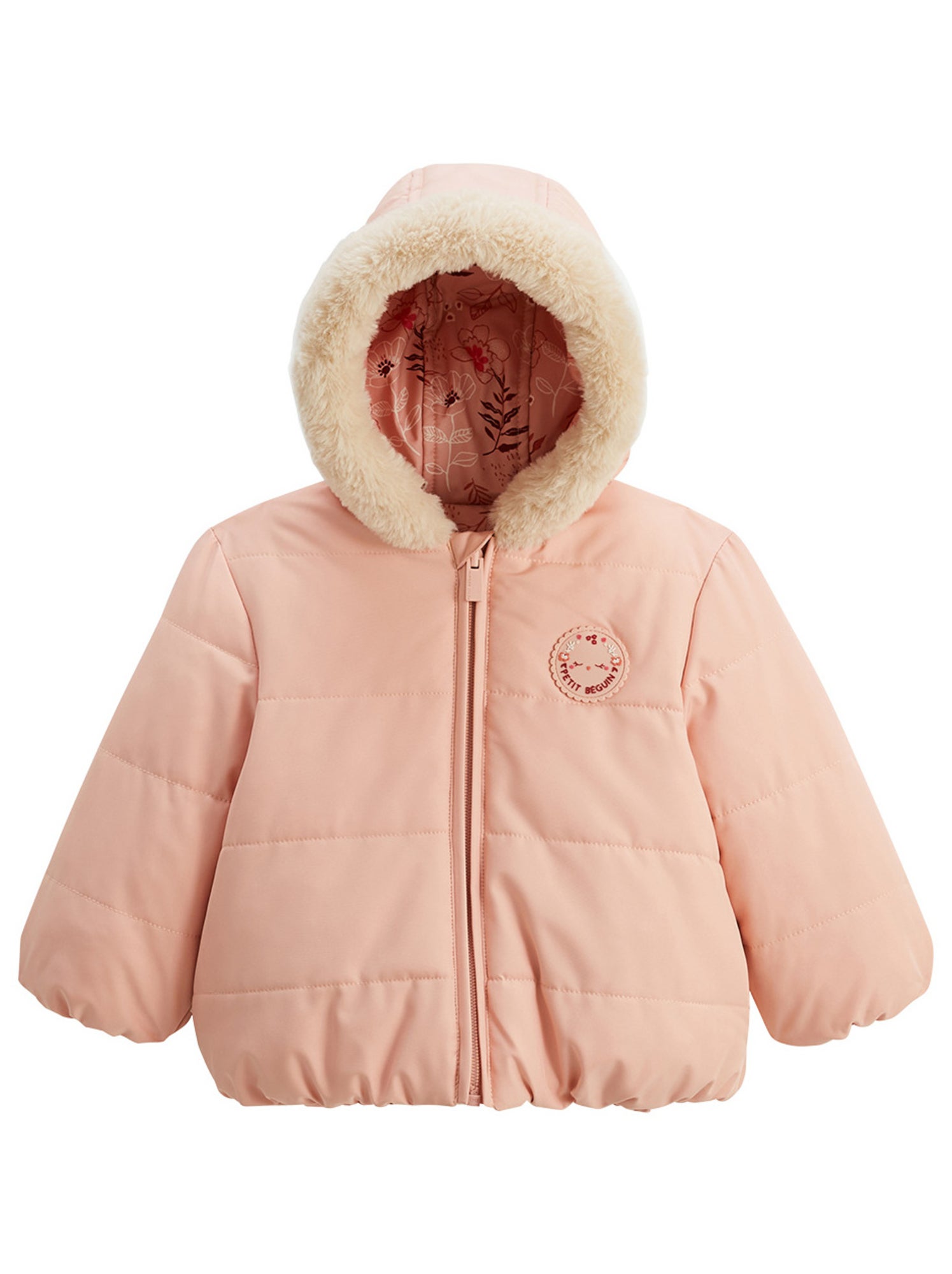 Doudoune réversible enfant imperméable avec capuche manouk - Rose
