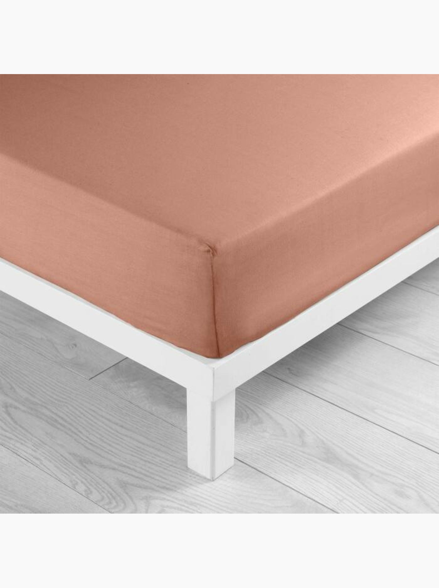 Drap housse 1 personne coton 57 fils lina - Blush