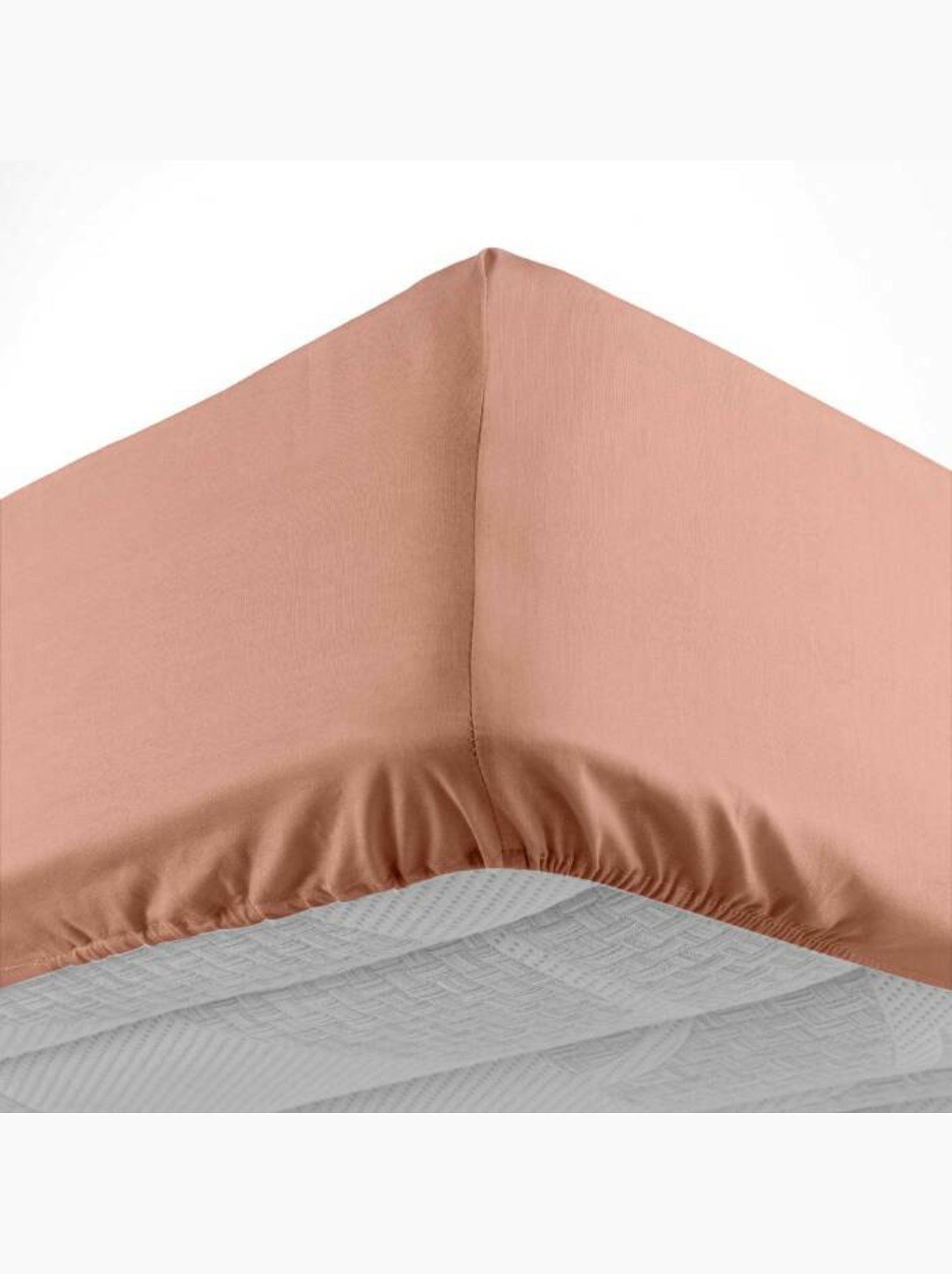 Drap housse 1 personne coton 57 fils lina - Blush