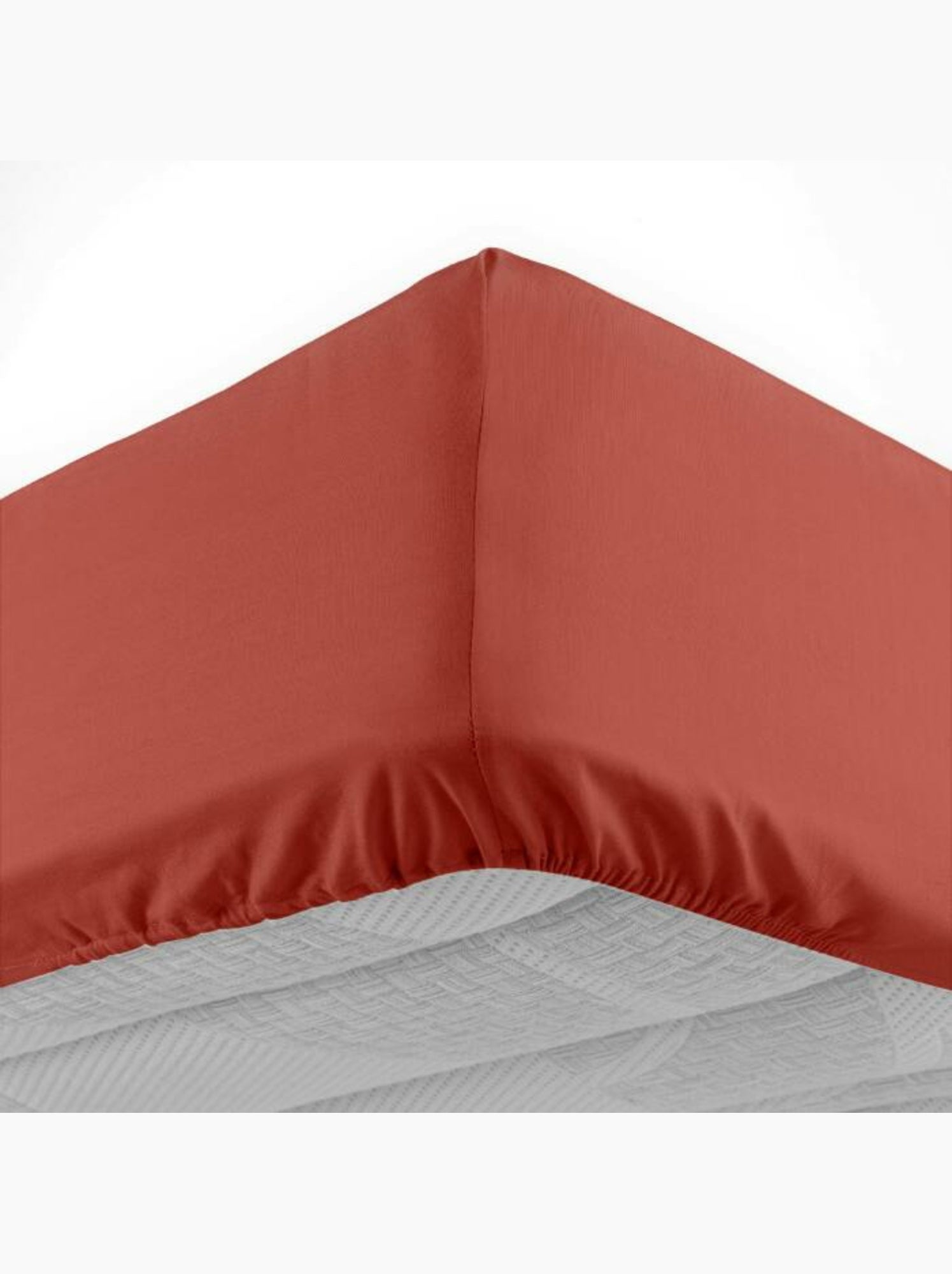Drap housse 1 personne coton 57 fils lina - Terracotta